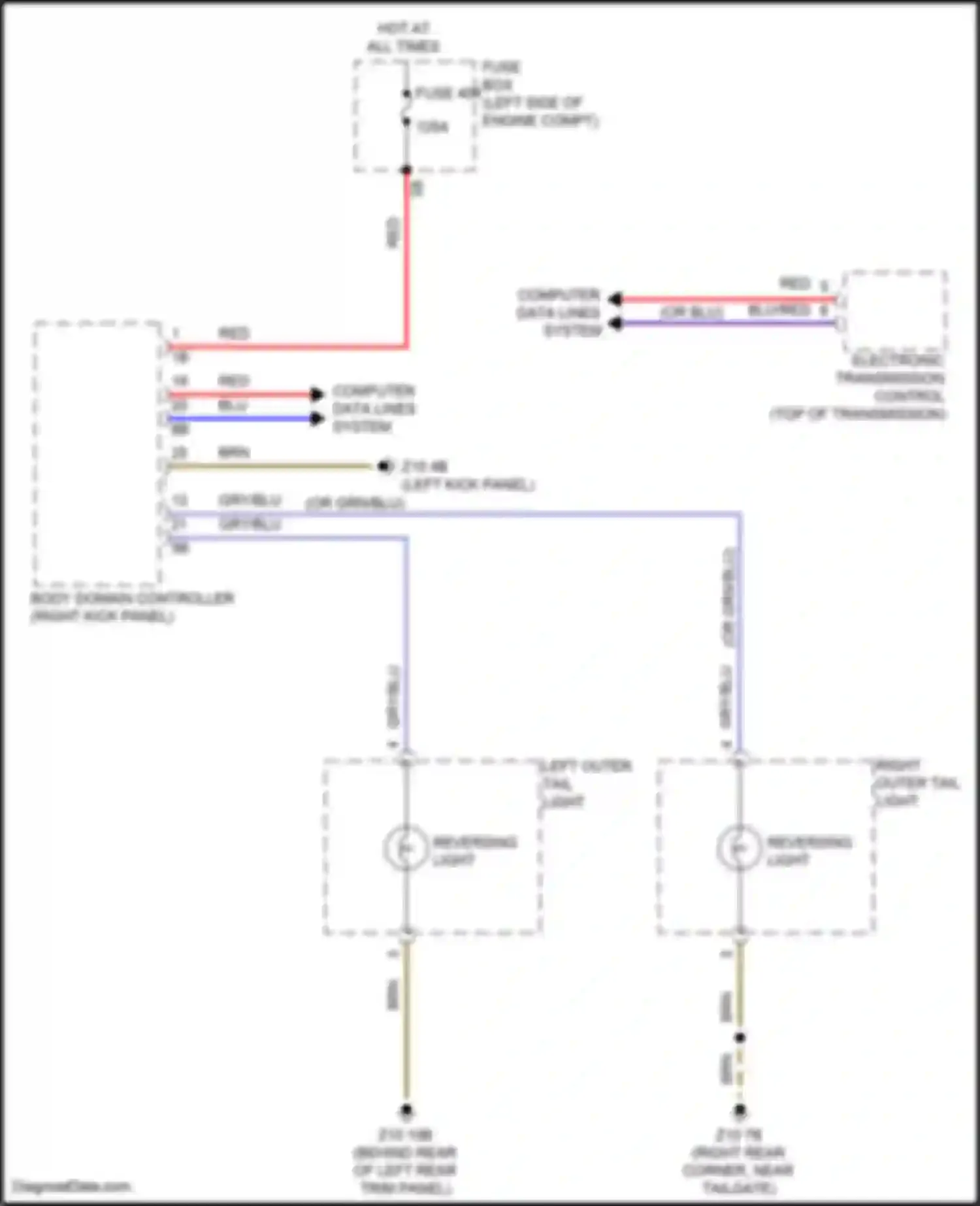 Wiring diagram left outer tail light for MINI Cooper S III facelift 2 (2021-2024) (1 of 3)