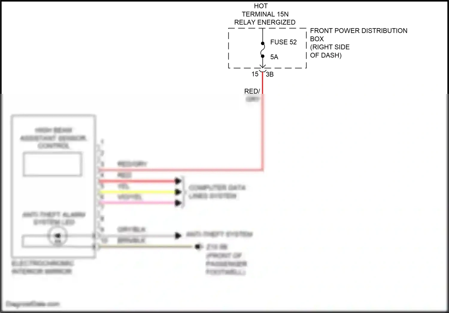 MINI Cooper S III facelift (2018-2021) high beam assistant sensor, control wiring diagram  (1 of 1)