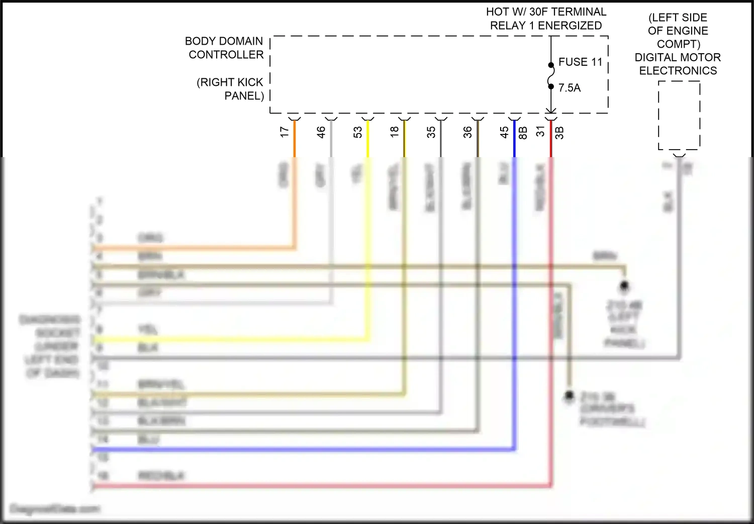 MINI Cooper S III (2013-2018) diagnosis socket wiring diagram  (1 of 2)