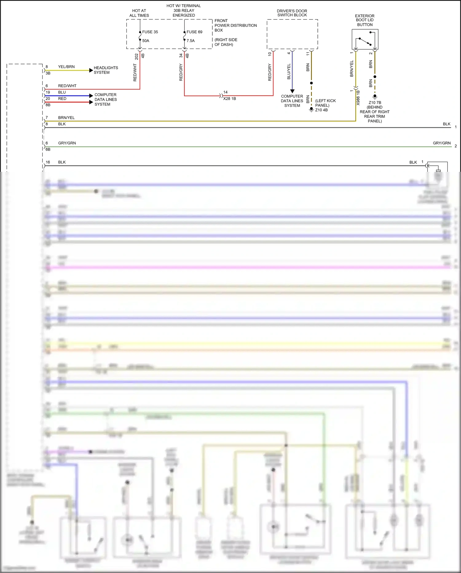 MINI Cooper S III (2013-2018) driver outer door handle electronic module wiring diagram  (2 of 3)