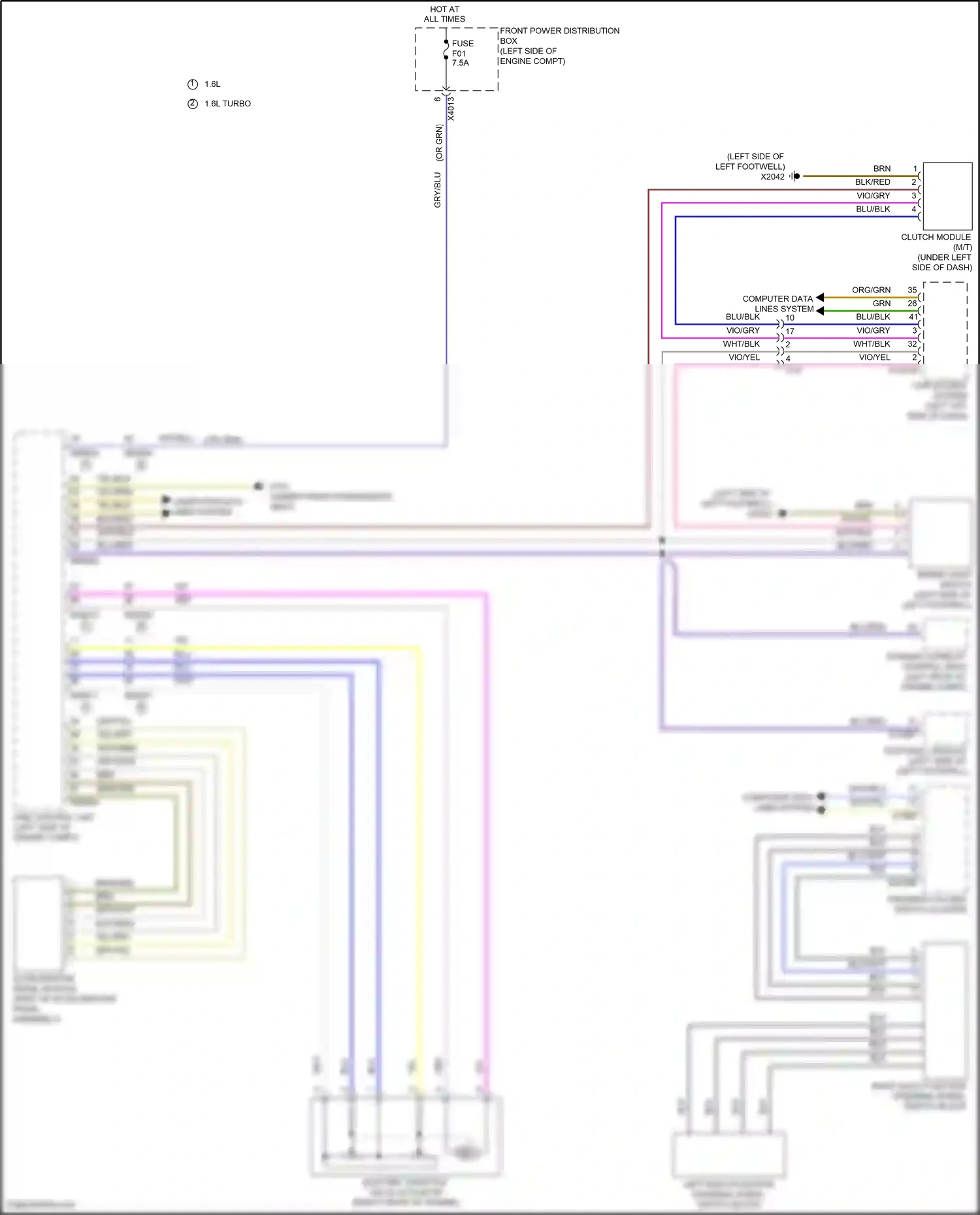 MINI Cooper S III (2013-2018) left multi- function steering wheel switch block wiring diagram  (1 of 2)