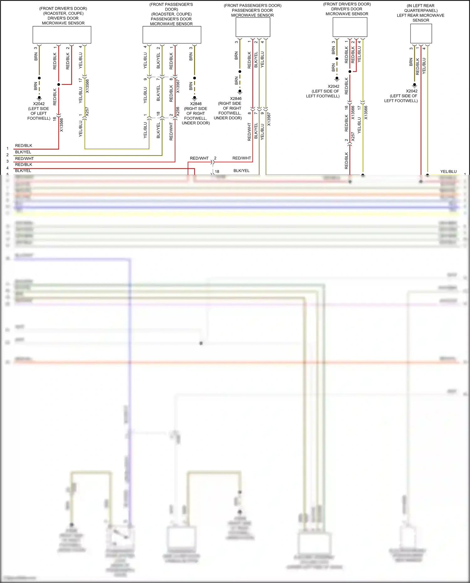 MINI Cooper S III (2013-2018) left rear microwave sensor wiring diagram  (1 of 8)