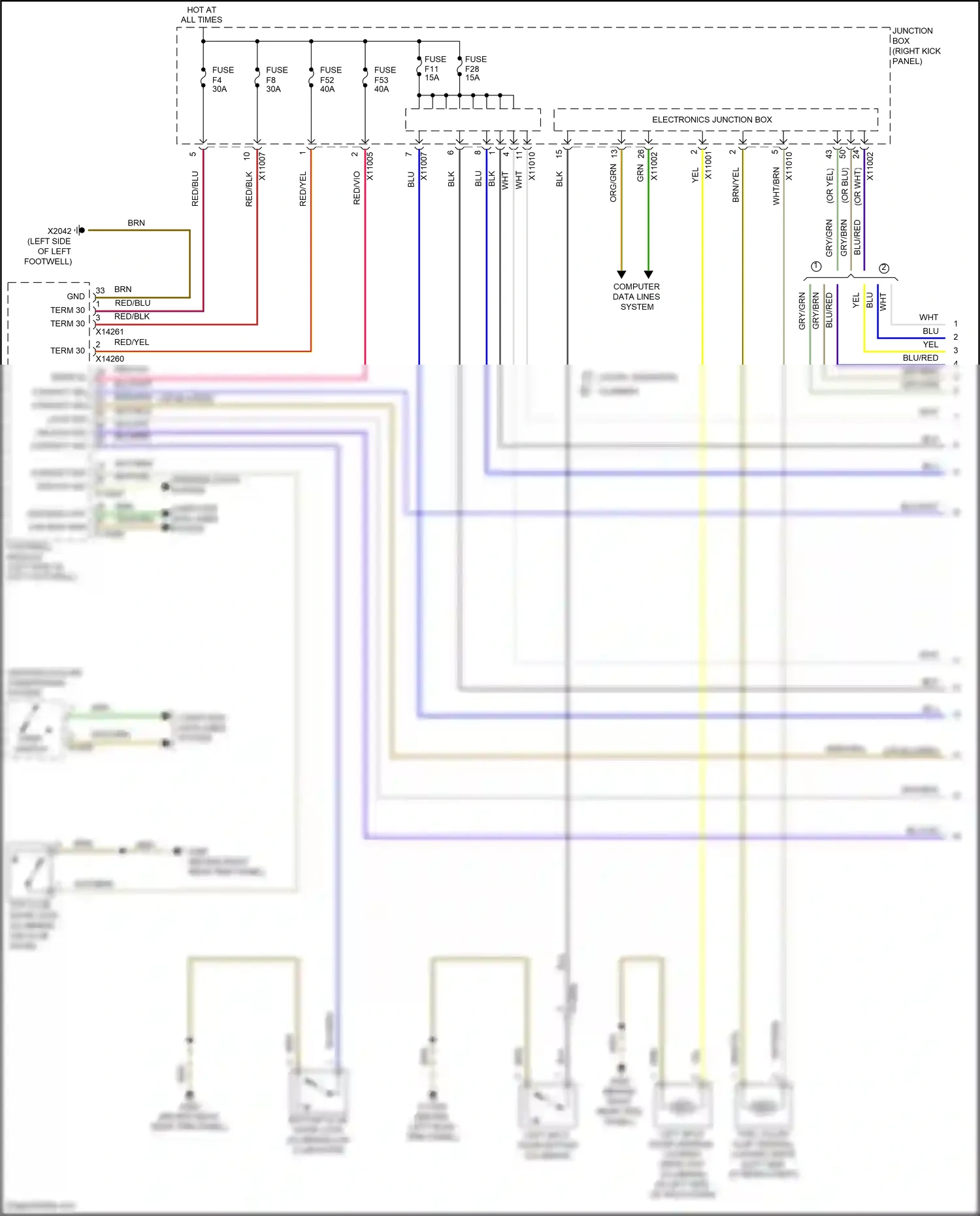 MINI Cooper S III (2013-2018) left split door button wiring diagram  (1 of 9)