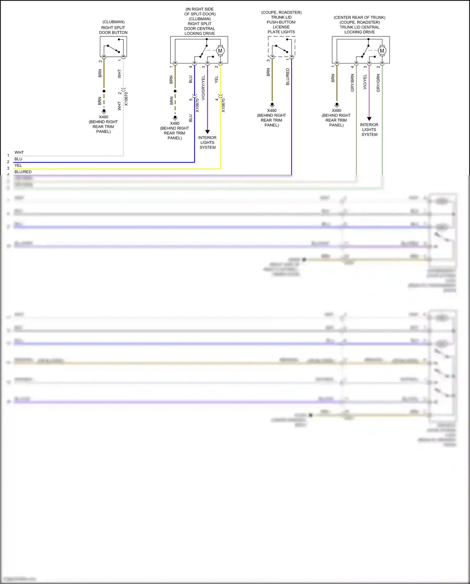 MINI Cooper S III (2013-2018) right split door button wiring diagram  (1 of 9)