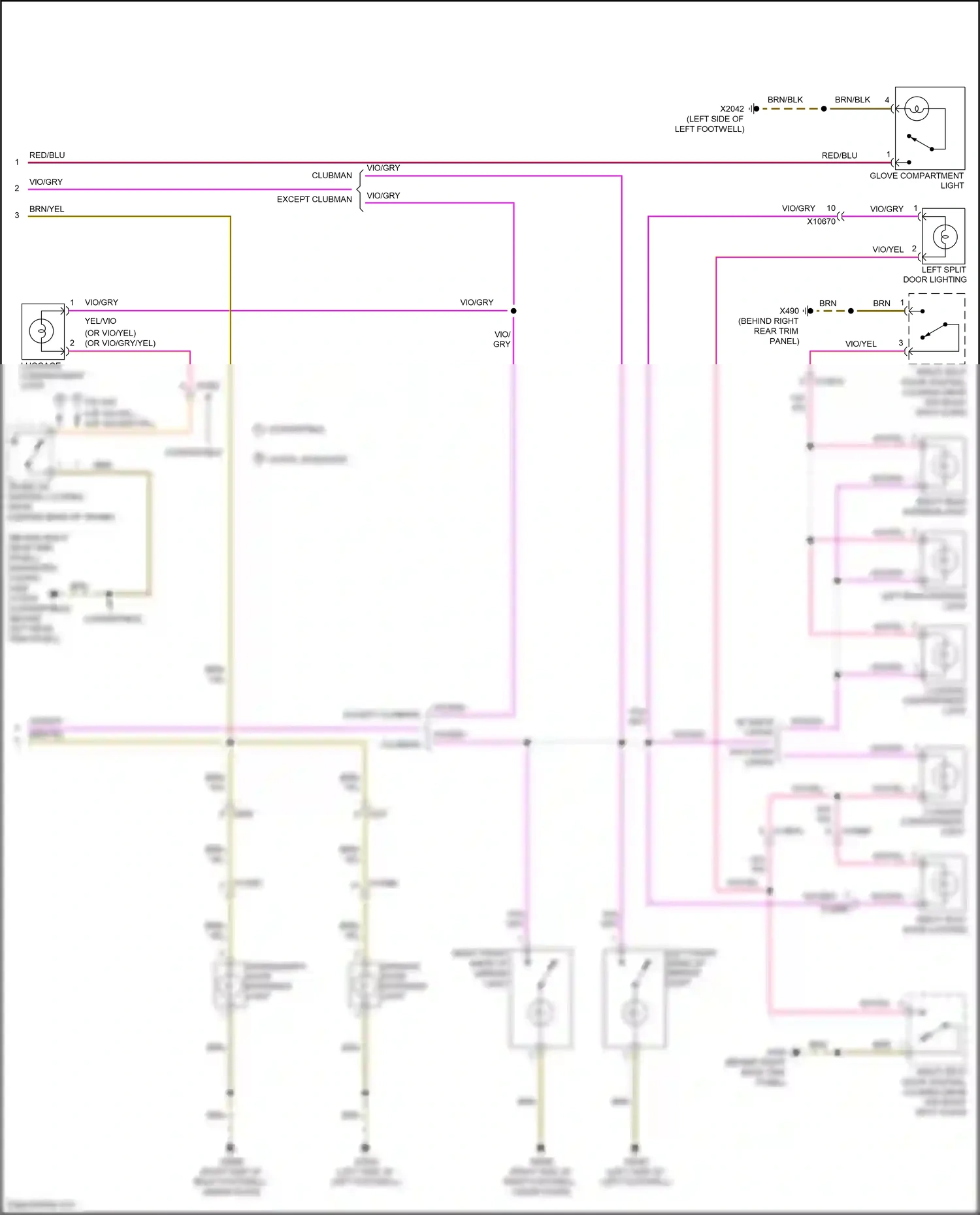 MINI Cooper S III (2013-2018) right split door lighting wiring diagram  (1 of 6)