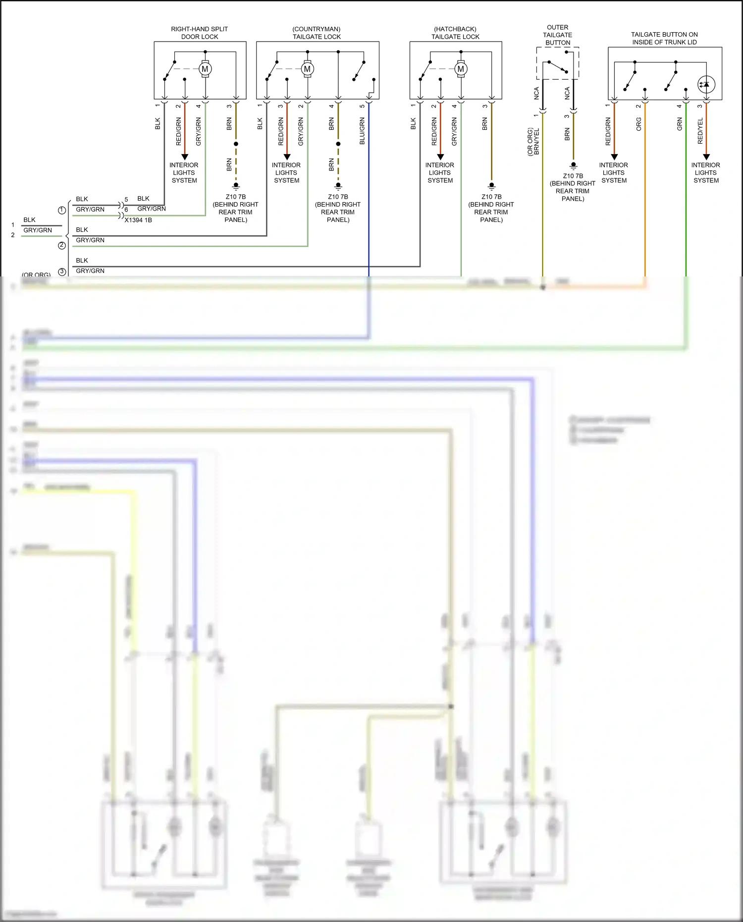 MINI Cooper SE Countryman II (2016-2020) outer tailgate button wiring diagram  (1 of 5)