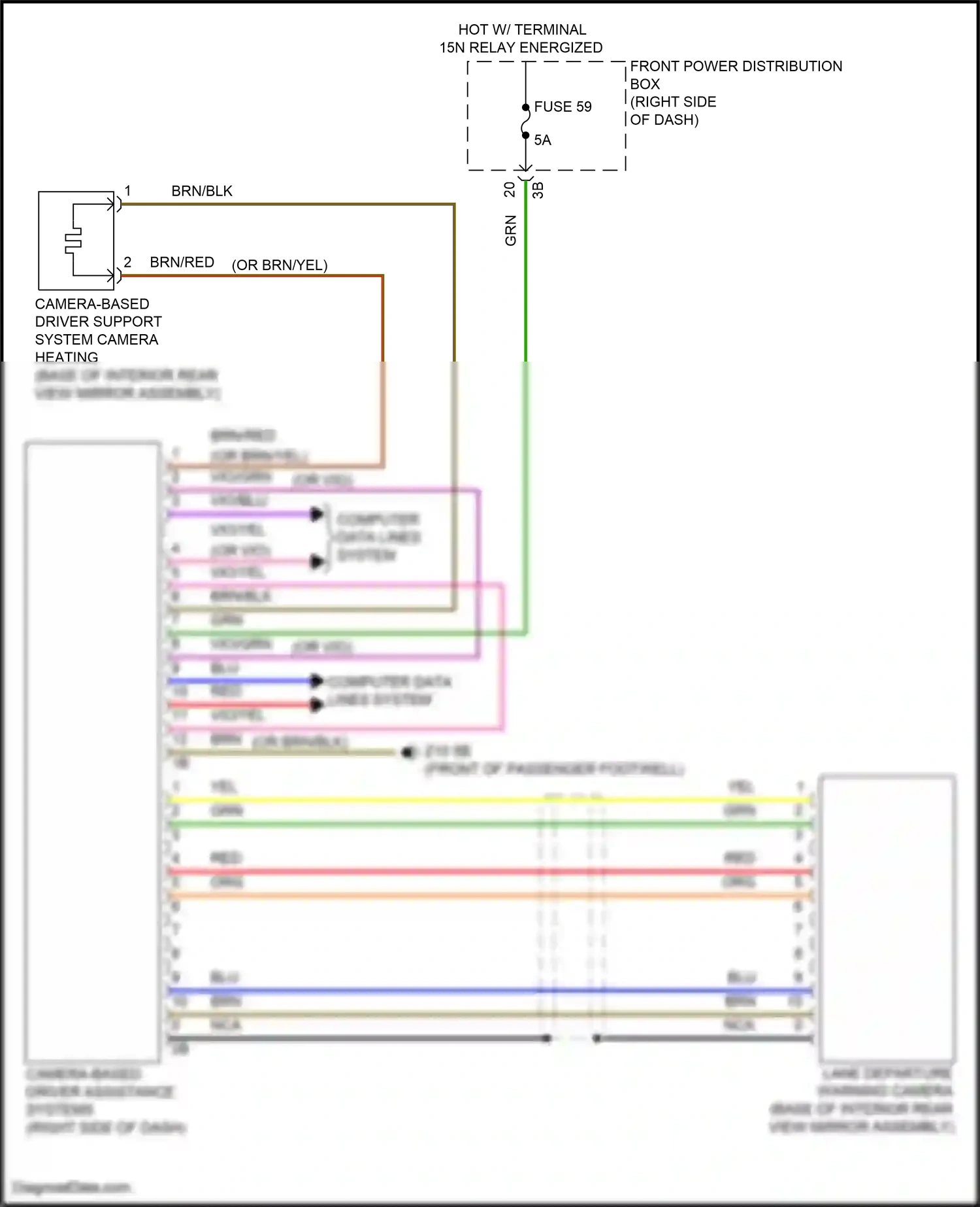 MINI Cooper SE III facelift (2018-2021) camera-based driver support system camera heating wiring diagram  (1 of 1)