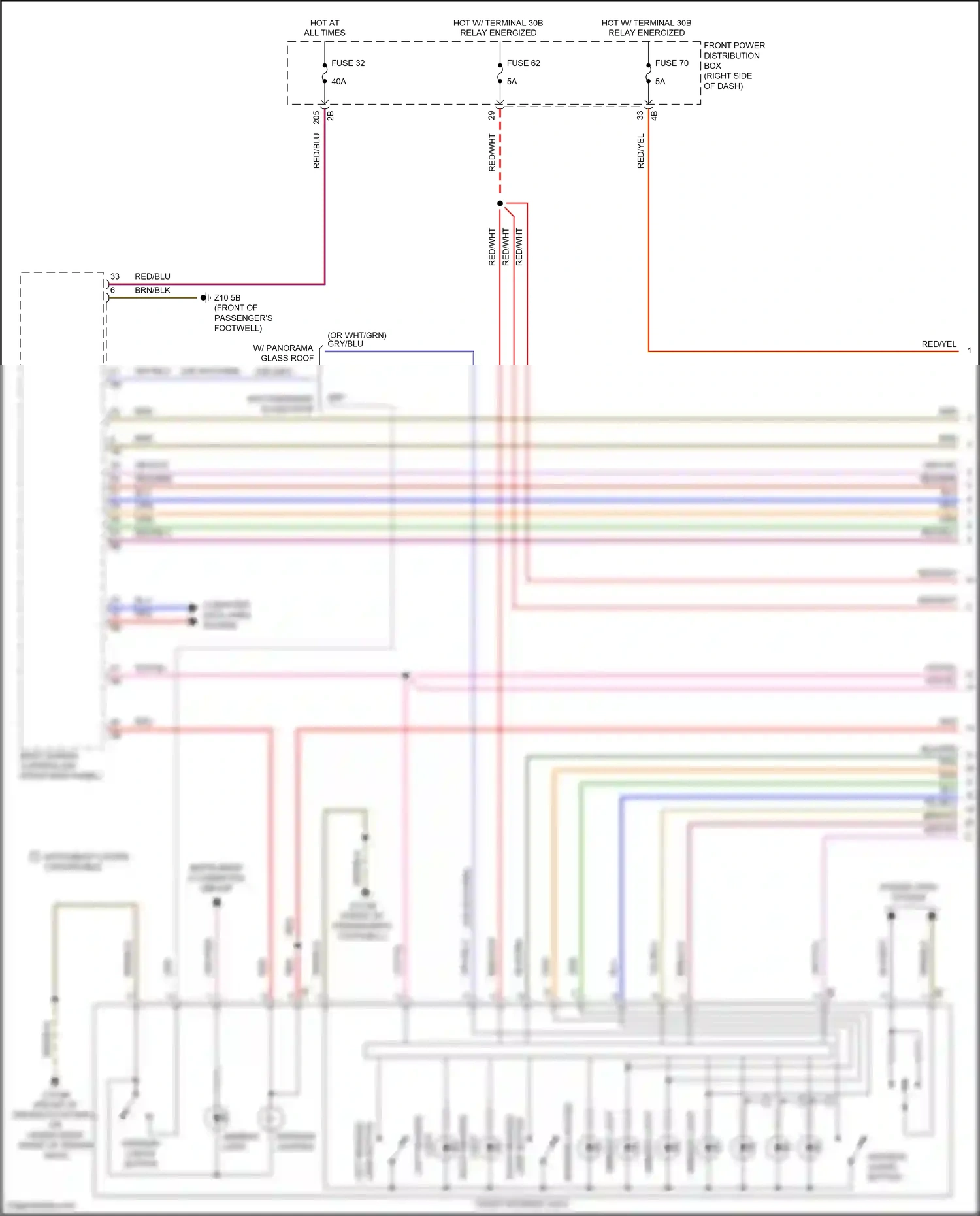 MINI Cooper SE III facelift (2018-2021) front interior light wiring diagram  (2 of 8)