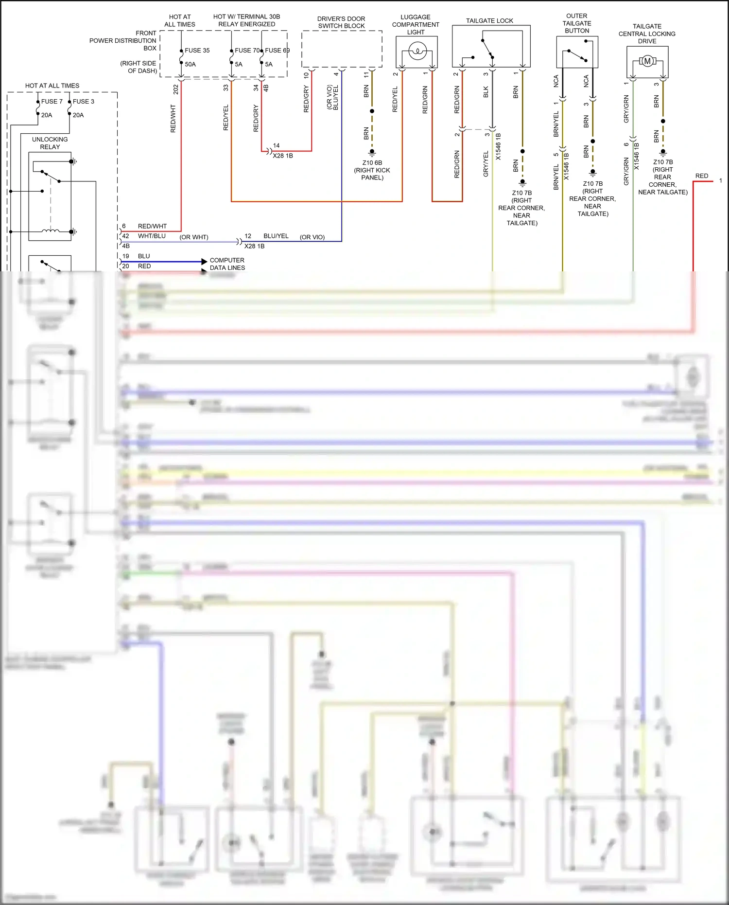 MINI Cooper SE III facelift (2018-2021) outer tailgate button wiring diagram  (1 of 8)