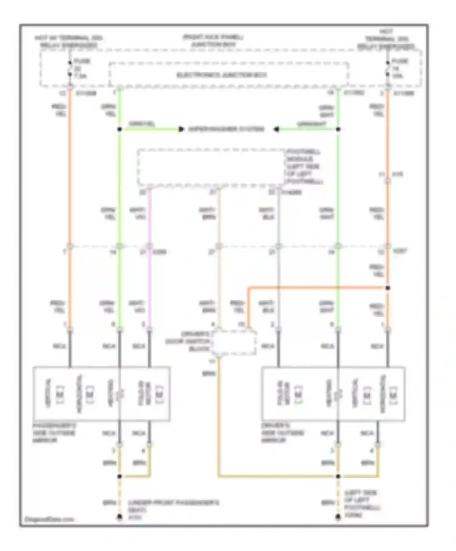 Cooper MINI I (2000-2015): Power mirrors circuit, with lin bus function