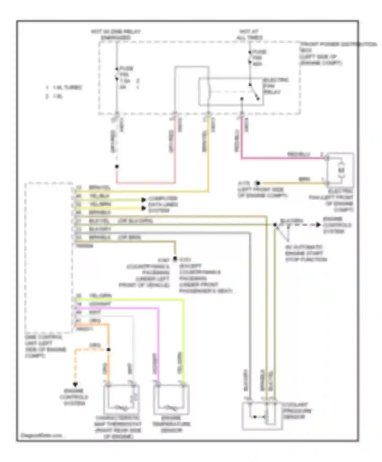 Wiring diagram coolant pressure sensor for MINI Cooper I (2000-2015) (1 of 3)