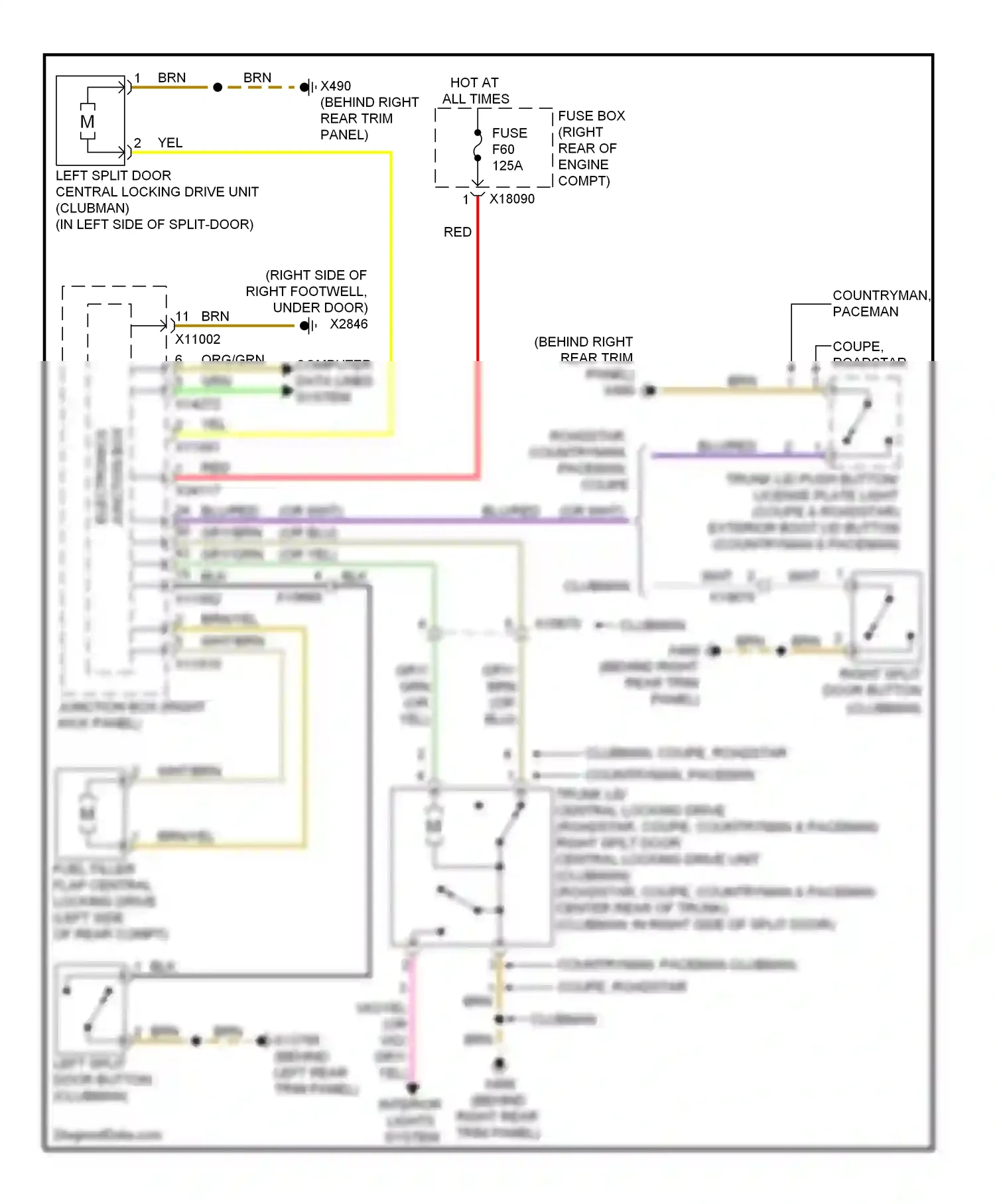 MINI Cooper I (2000-2015) electronics wiring diagram  (1 of 1)