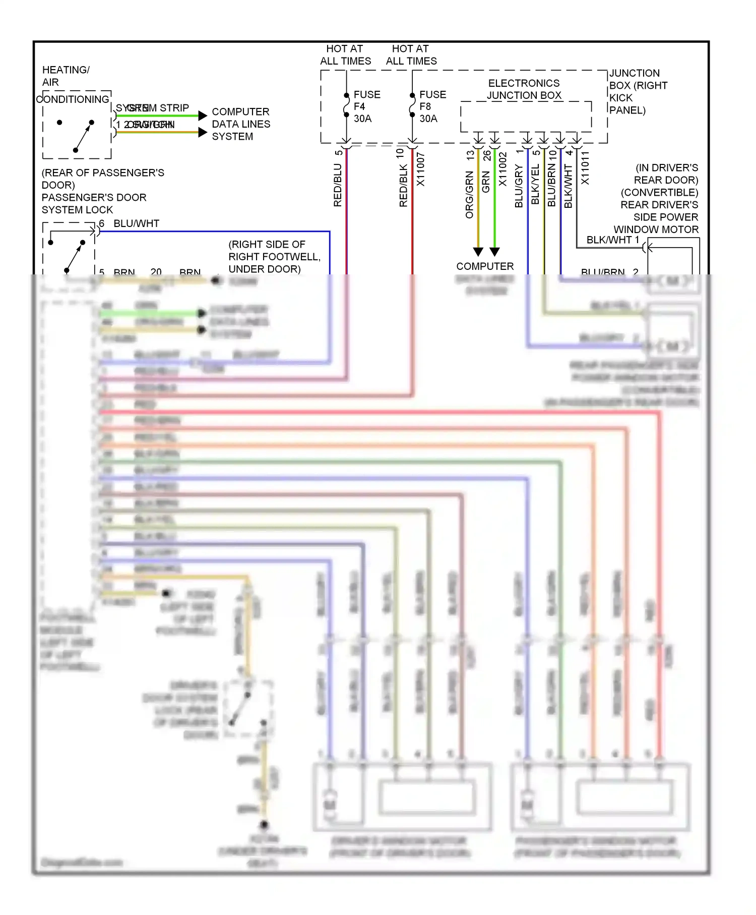MINI Cooper I (2000-2015) junction box (right kick panel) wiring diagram  (35 of 42)