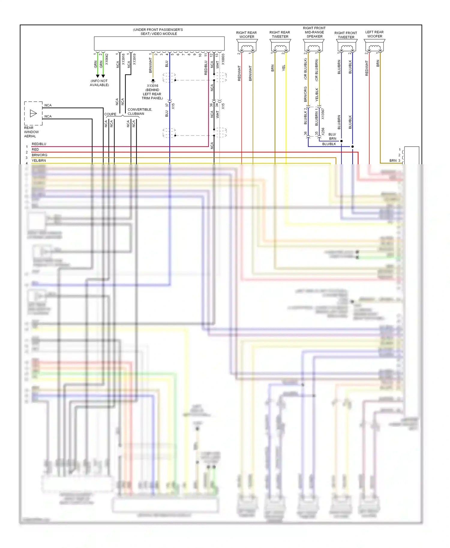 MINI Cooper I (2000-2015) (under front passenger's seat) video module wiring diagram  (2 of 2)