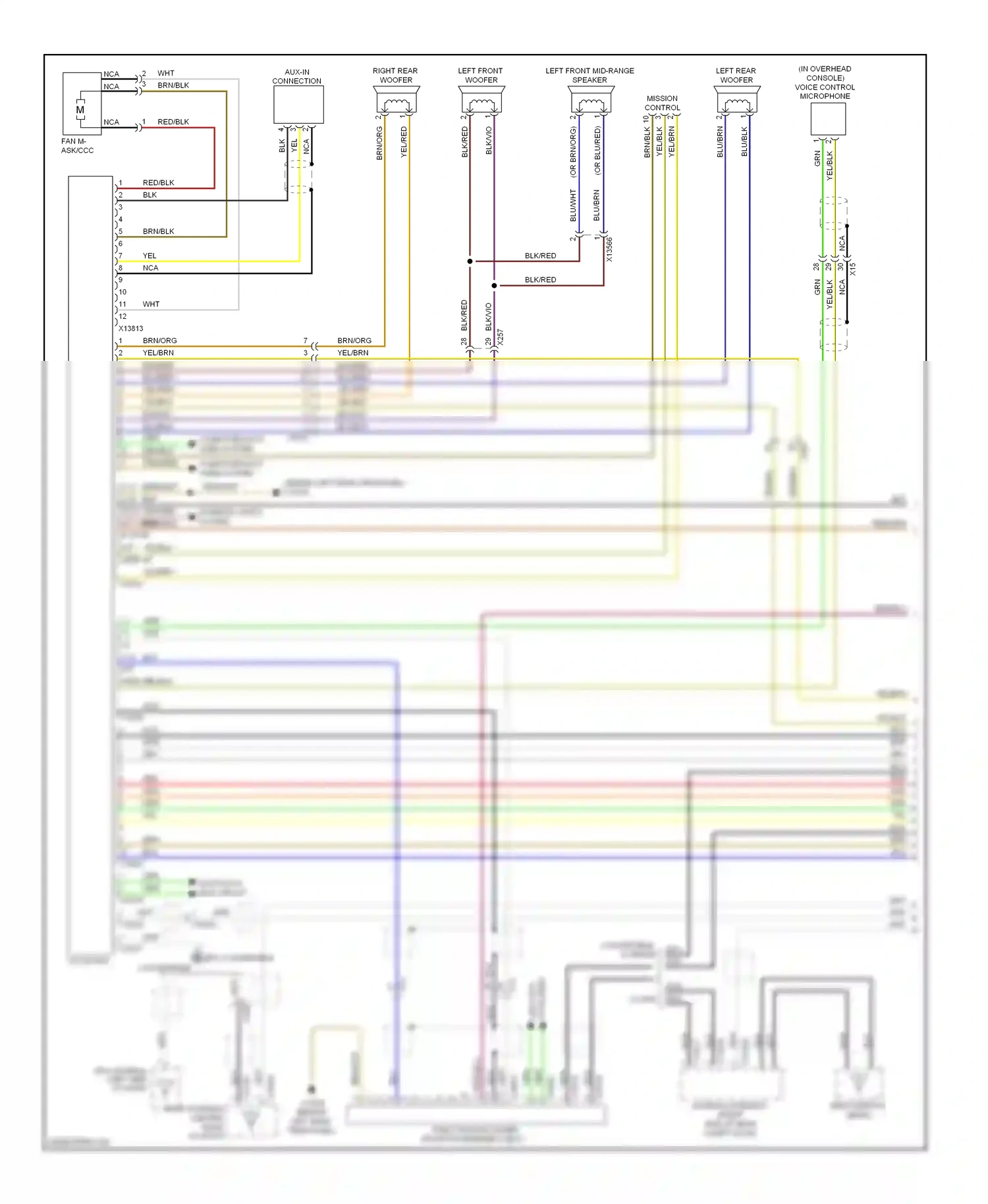 MINI Cooper I (2000-2015) video module (under front passenger's seat) wiring diagram  (1 of 2)