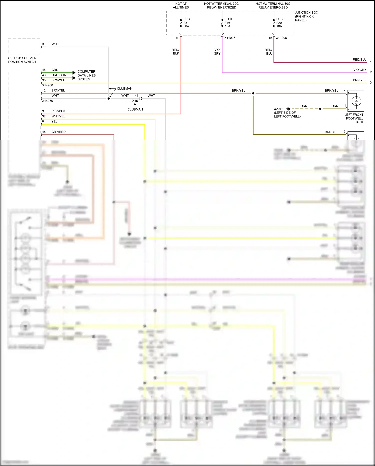 MINI Cooper II facelift (2010-2015) (right kick panel) wiring diagram  (52 of 57)