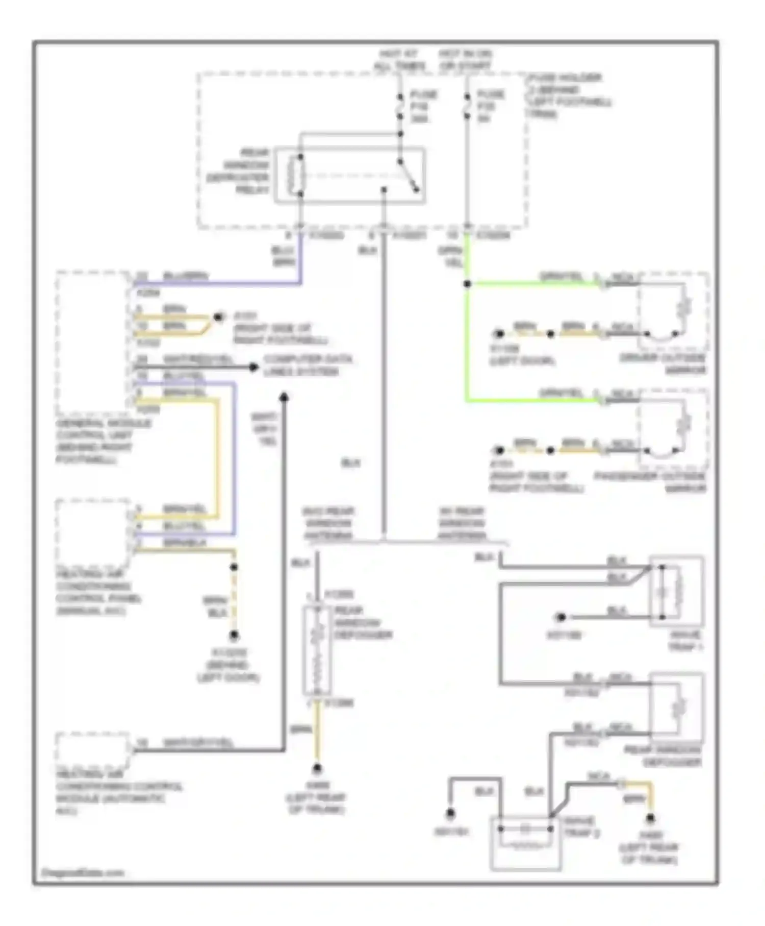 Cooper MINI II (2006-2010): Rear defogger & heated mirrors circuit, convertible