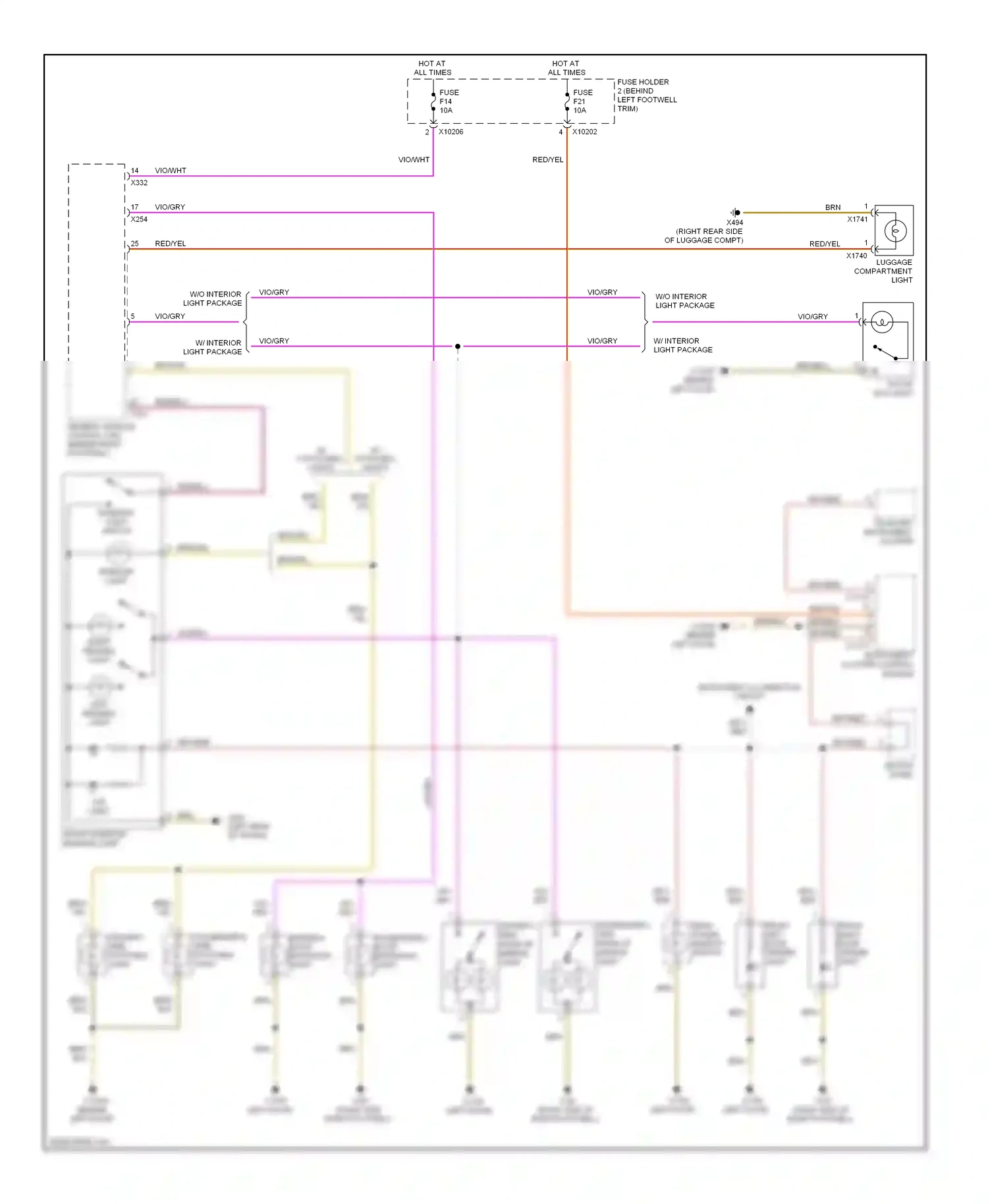 MINI Cooper II (2006-2010) front interior/ reading lamp wiring diagram  (1 of 2)