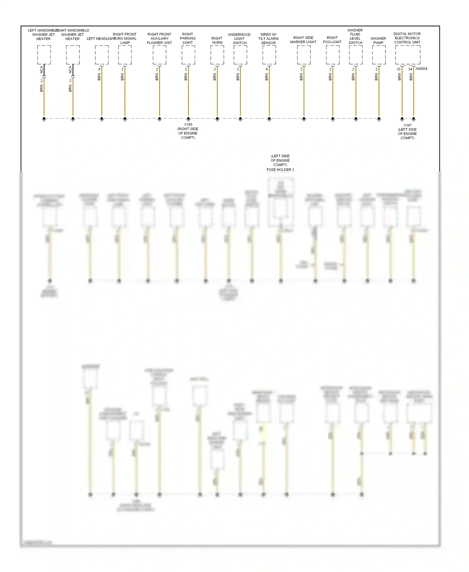 MINI Cooper II (2006-2010) headlight washer pump wiring diagram  (1 of 2)