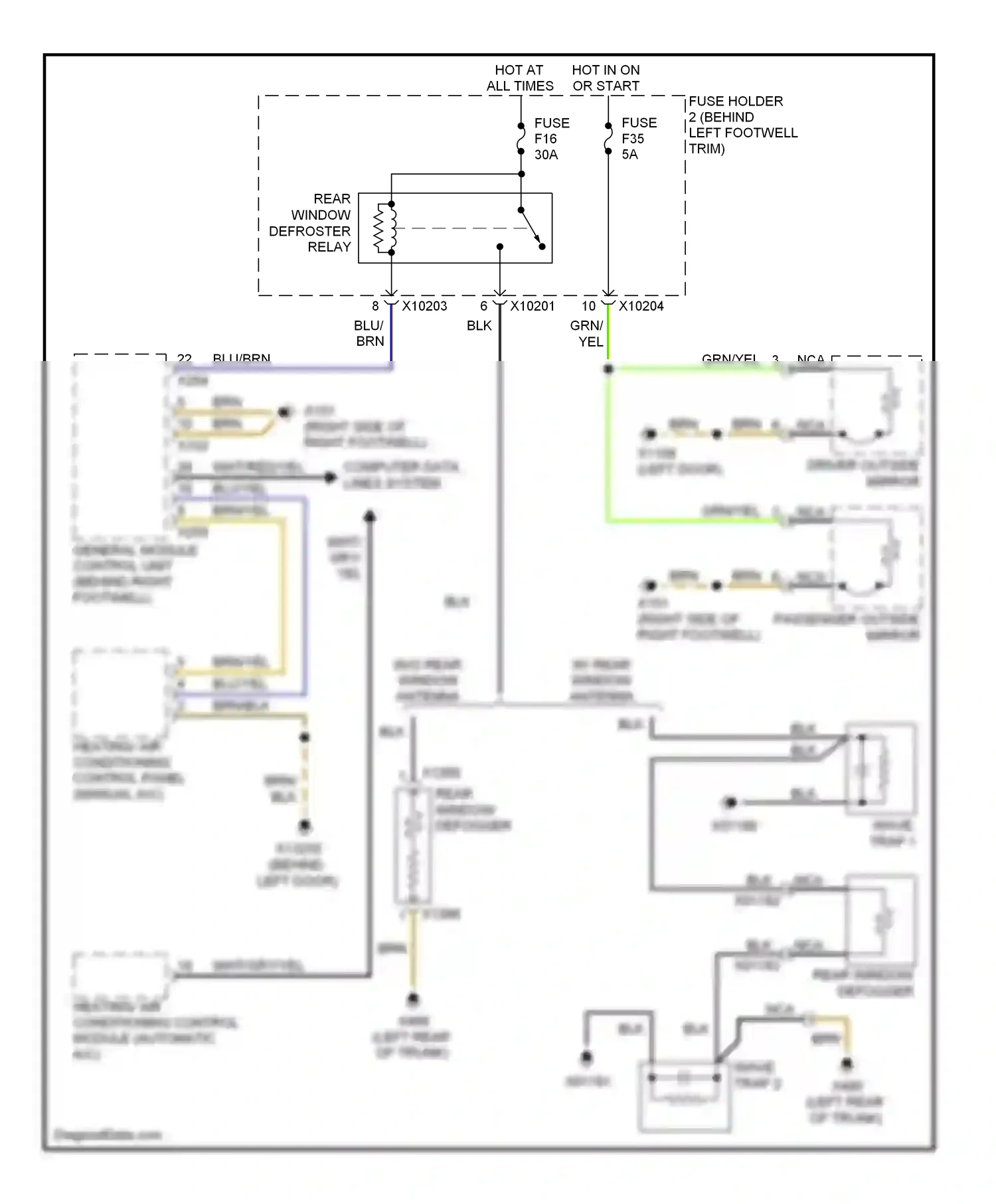 MINI Cooper II (2006-2010) heating/ air conditioning control module (automatic a/c) wiring diagram  (2 of 2)