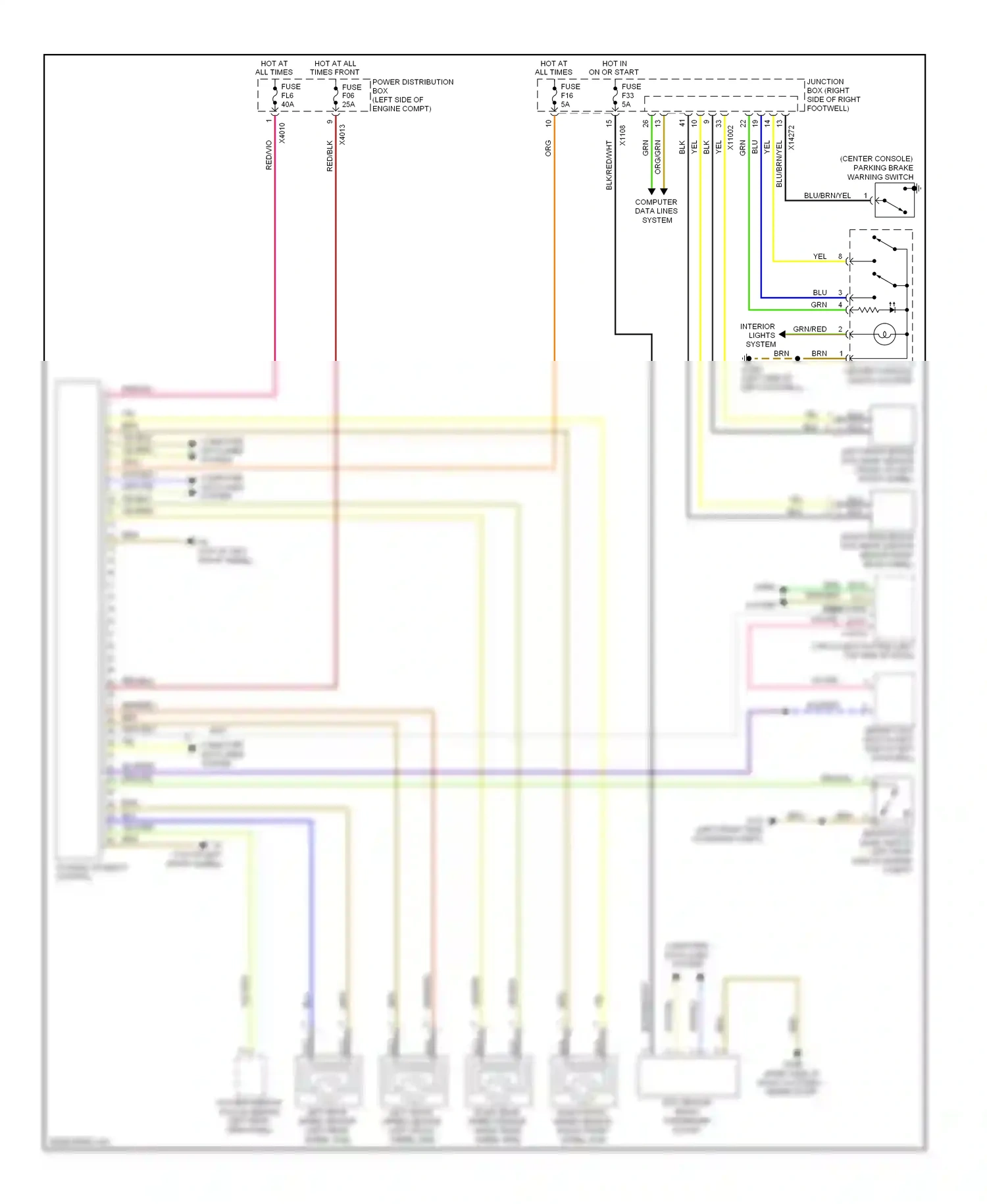 MINI Cooper II (2006-2010) left front speed sensor (left front wheel hub) wiring diagram  (1 of 1)