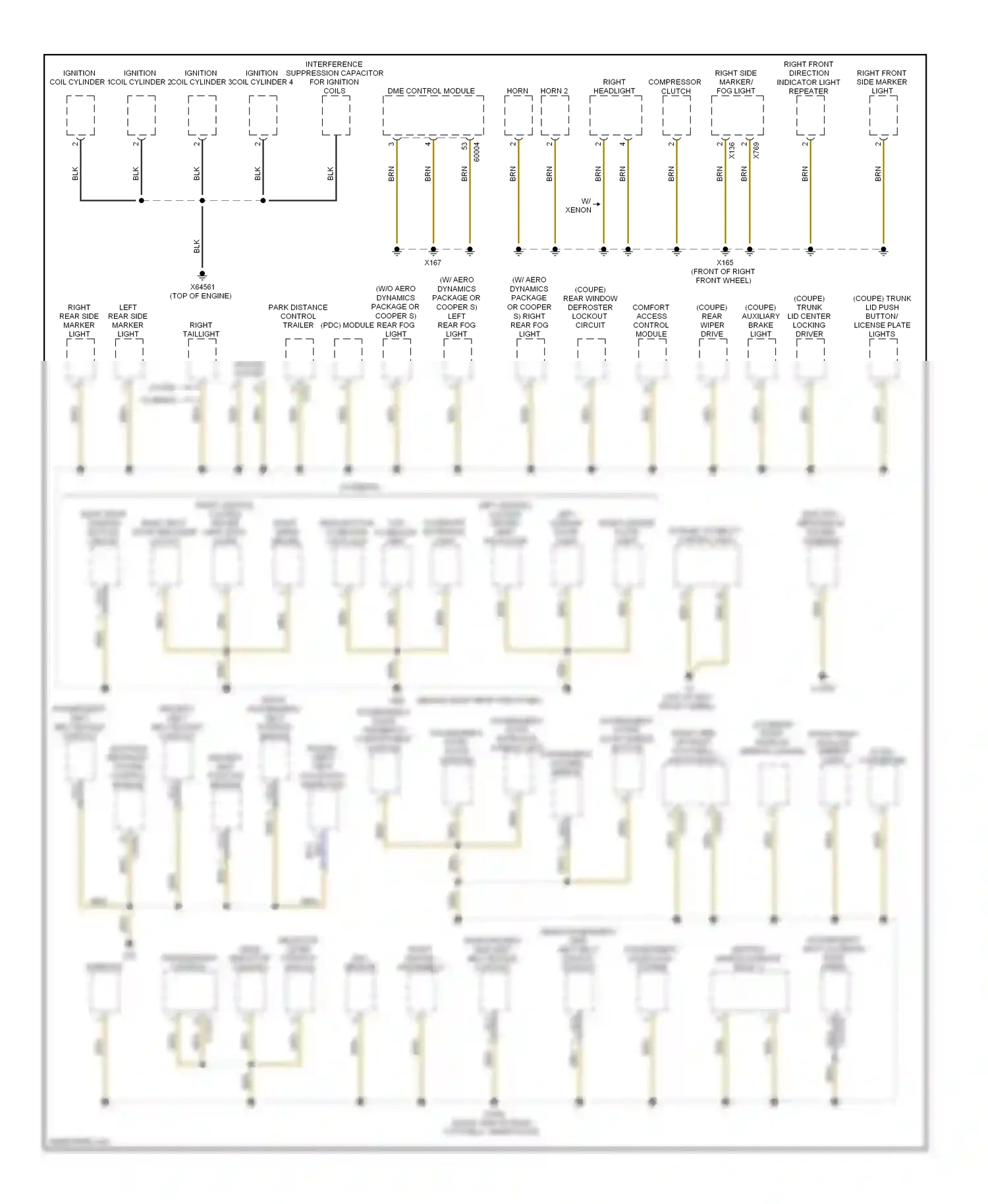 MINI Cooper II (2006-2010) left rear side marker light wiring diagram  (2 of 2)