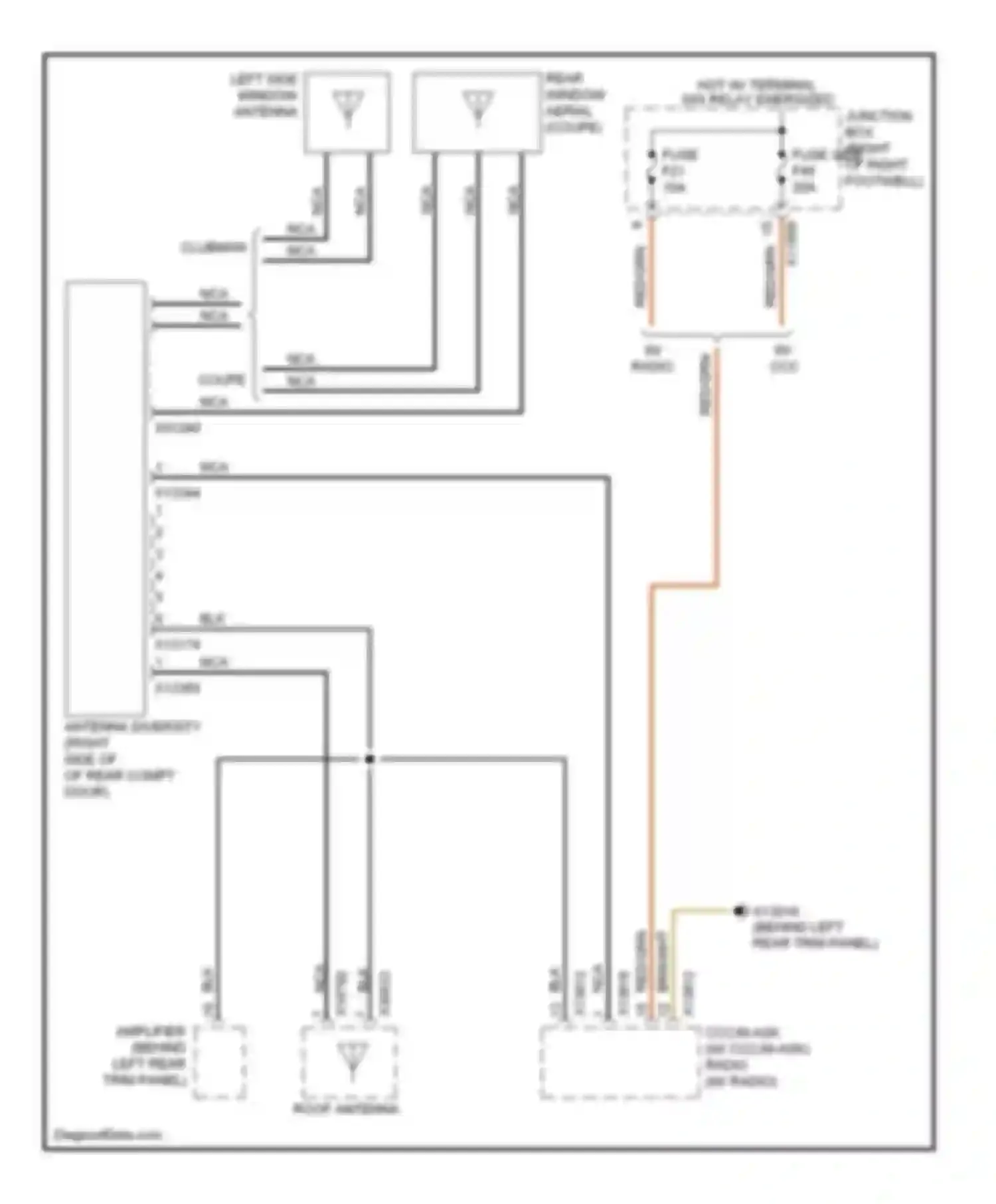 Wiring diagram left side window antenna for MINI Cooper II (2006-2010) (2 of 2)