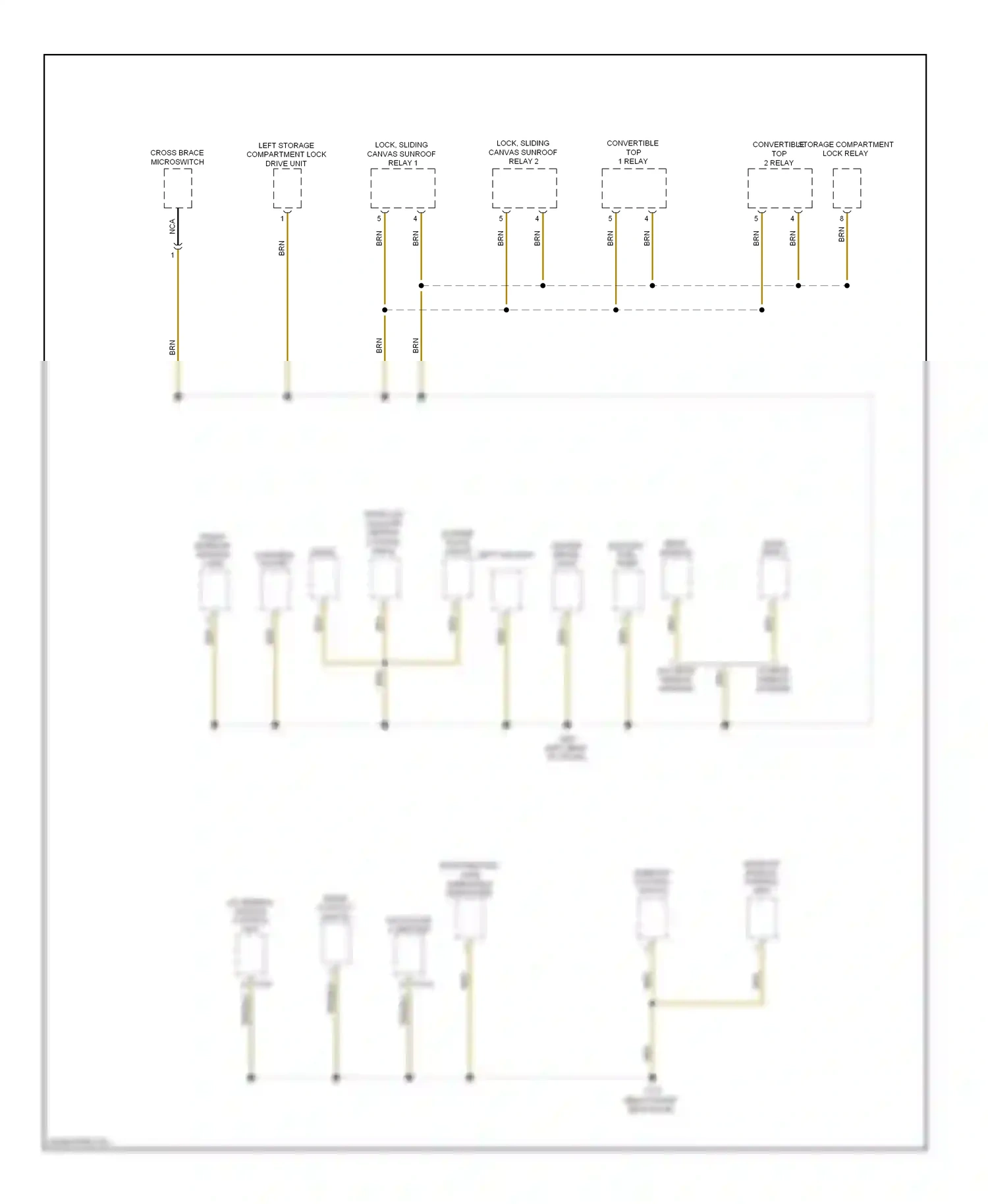 MINI Cooper II (2006-2010) left storage compartment lock drive unit wiring diagram  (1 of 1)
