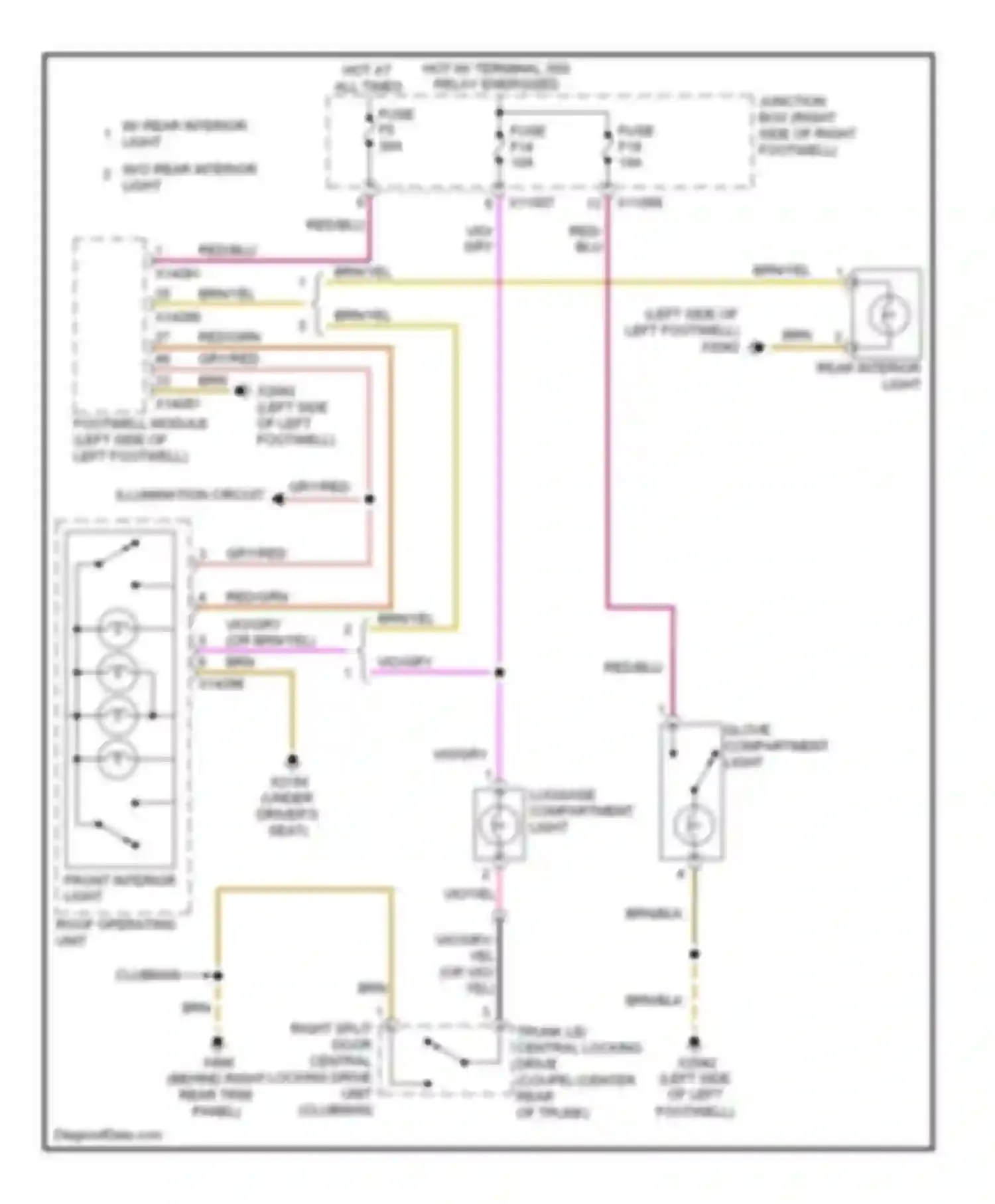 Wiring diagram luggage compartment light for MINI Cooper II (2006-2010) (3 of 4)