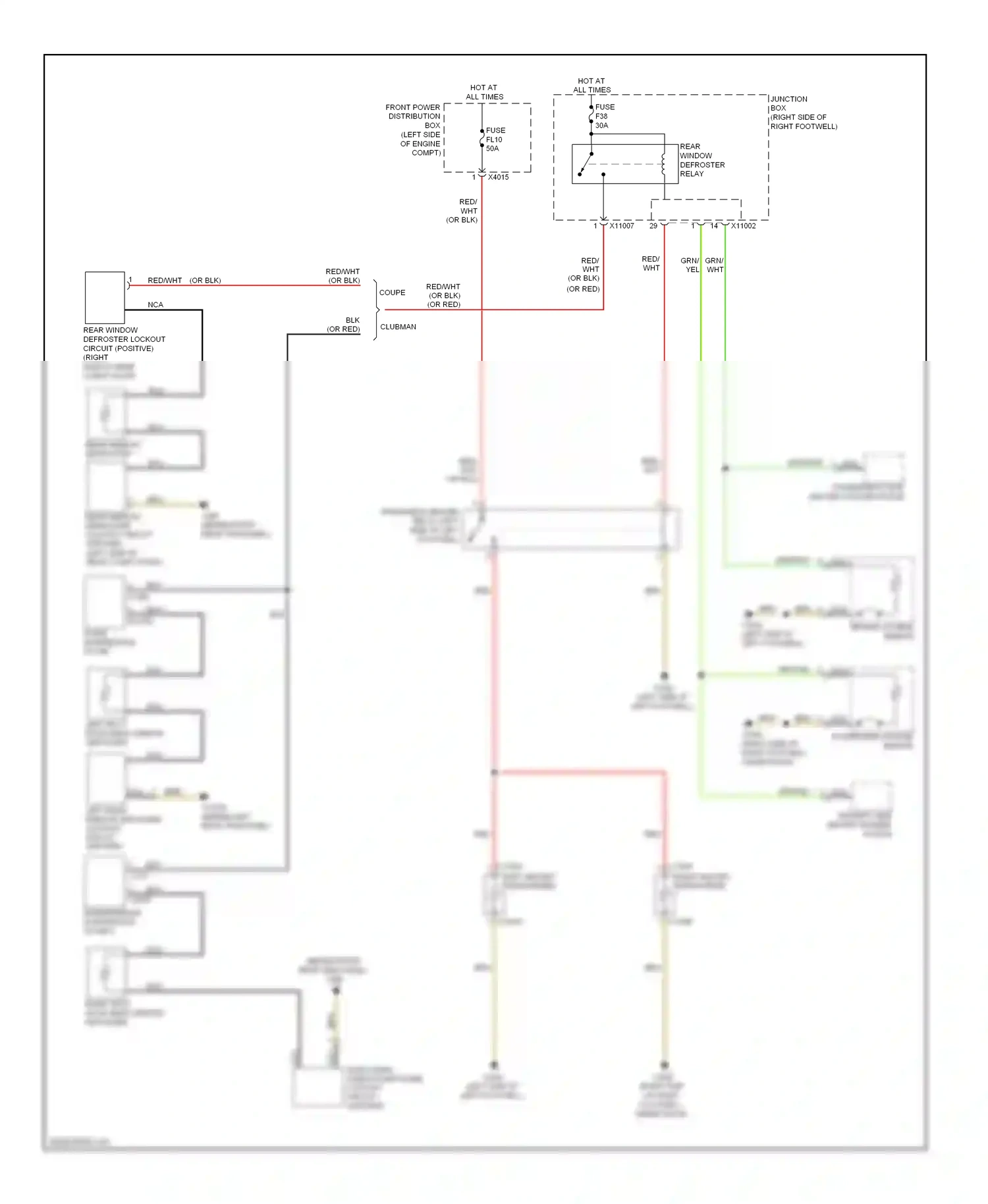 MINI Cooper II (2006-2010) rear window defroster relay wiring diagram  (1 of 2)