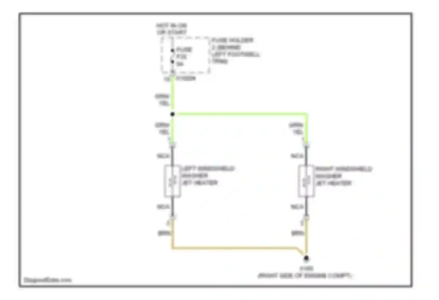 Wiring diagram right windshield washer jet heater for MINI Cooper II (2006-2010) (2 of 2)