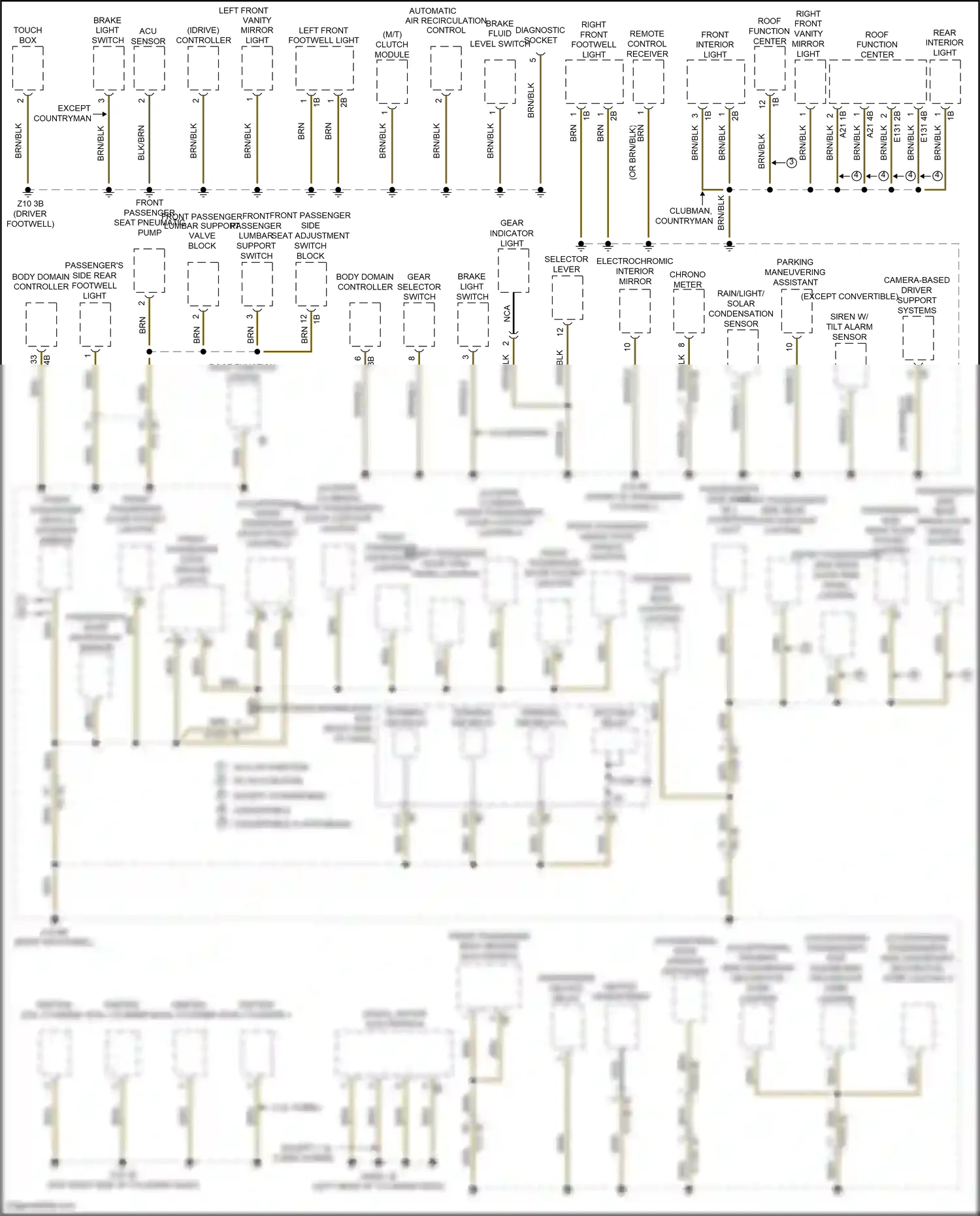 MINI Cooper III facelift (2018-2021) parking maneuvering assistant wiring diagram  (1 of 4)