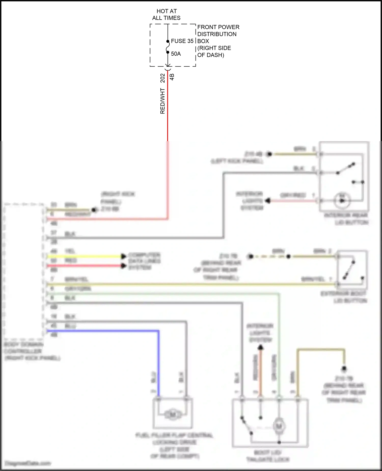 MINI Cooper III (2013-2018) boot lid/ tailgate lock wiring diagram  (3 of 3)