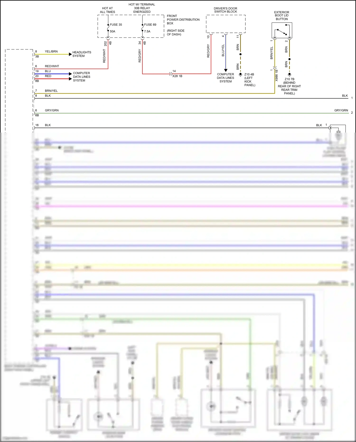 MINI Cooper III (2013-2018) driver's door switch block wiring diagram  (1 of 9)
