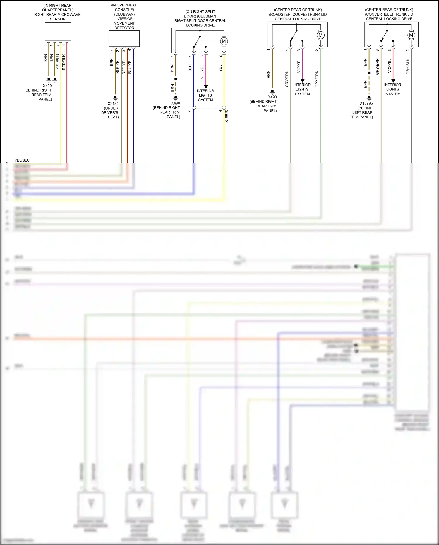 MINI Cooper III (2013-2018) (in overhead console) wiring diagram  (1 of 23)