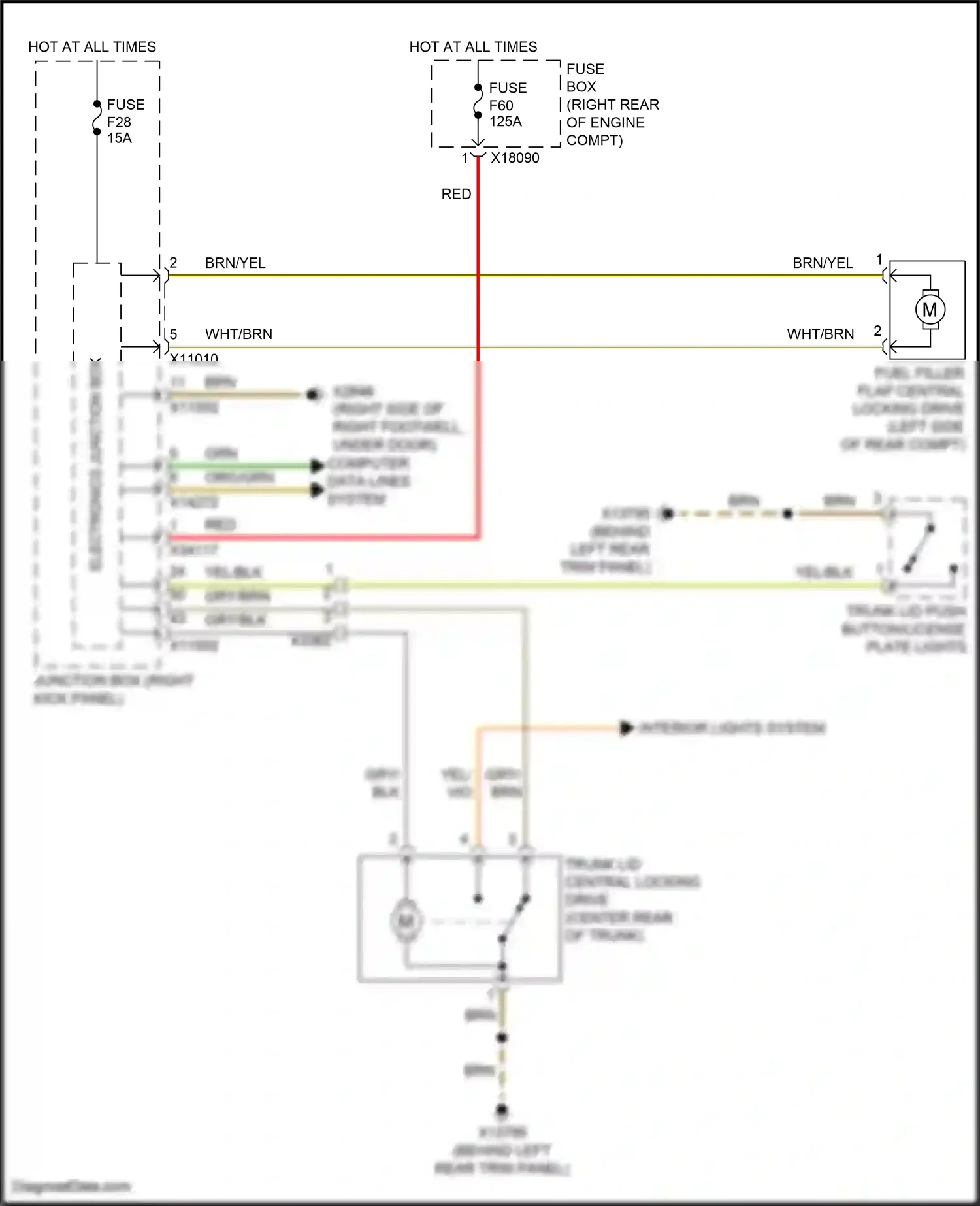 MINI Cooper III (2013-2018) junction box (right kick panel) wiring diagram  (8 of 12)