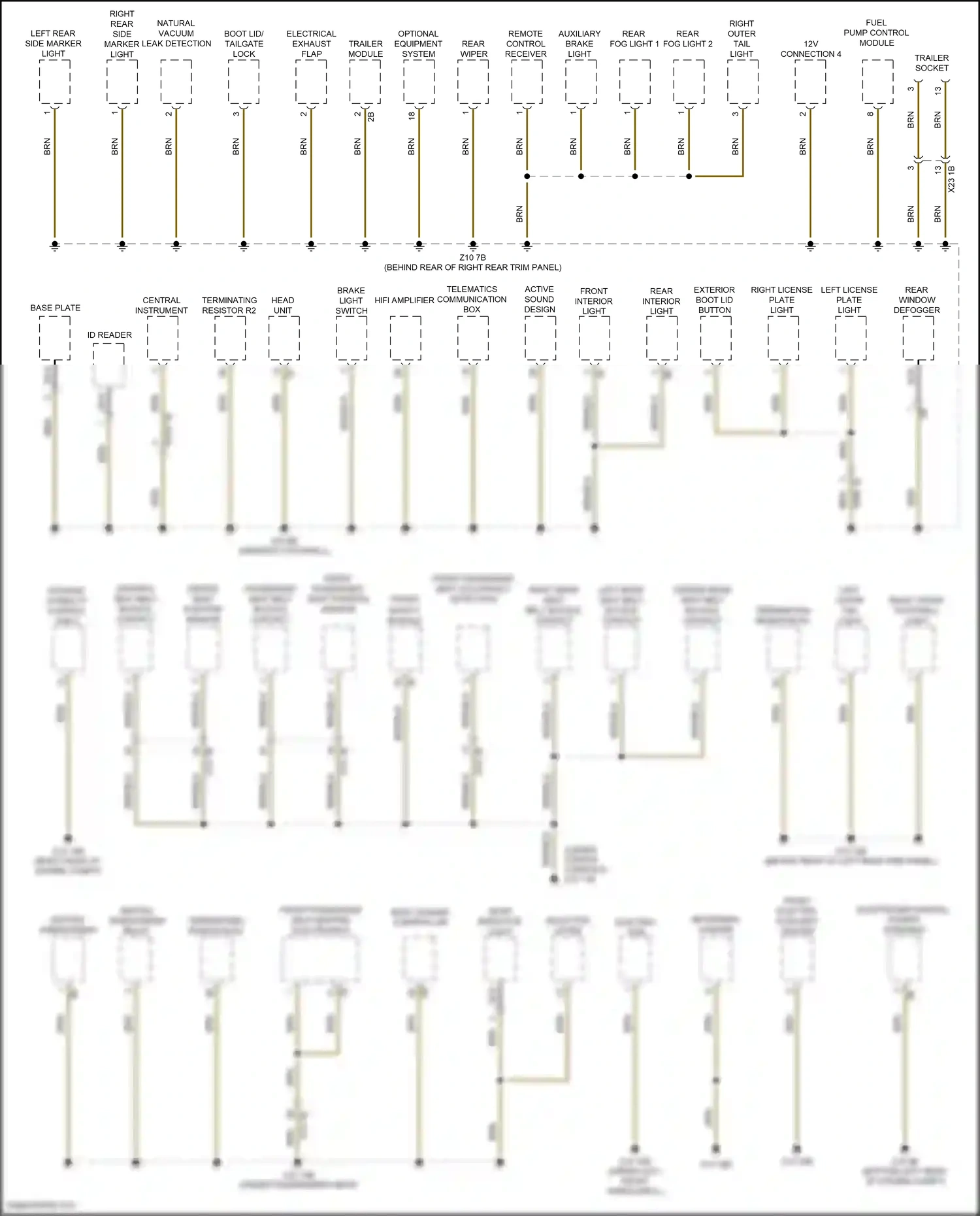MINI Cooper III (2013-2018) left outer tail light wiring diagram  (1 of 1)