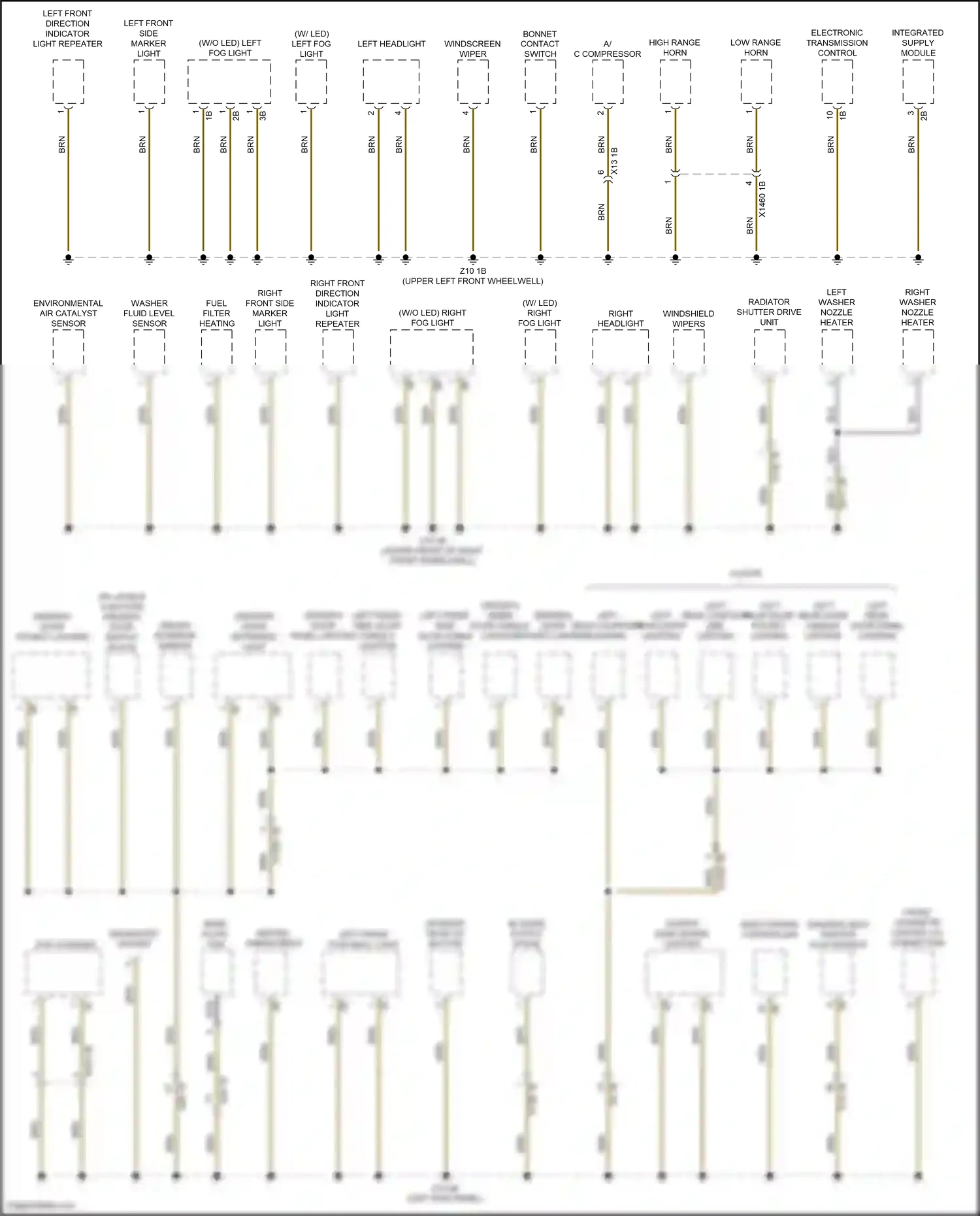 MINI Cooper III (2013-2018) low range horn wiring diagram  (1 of 2)
