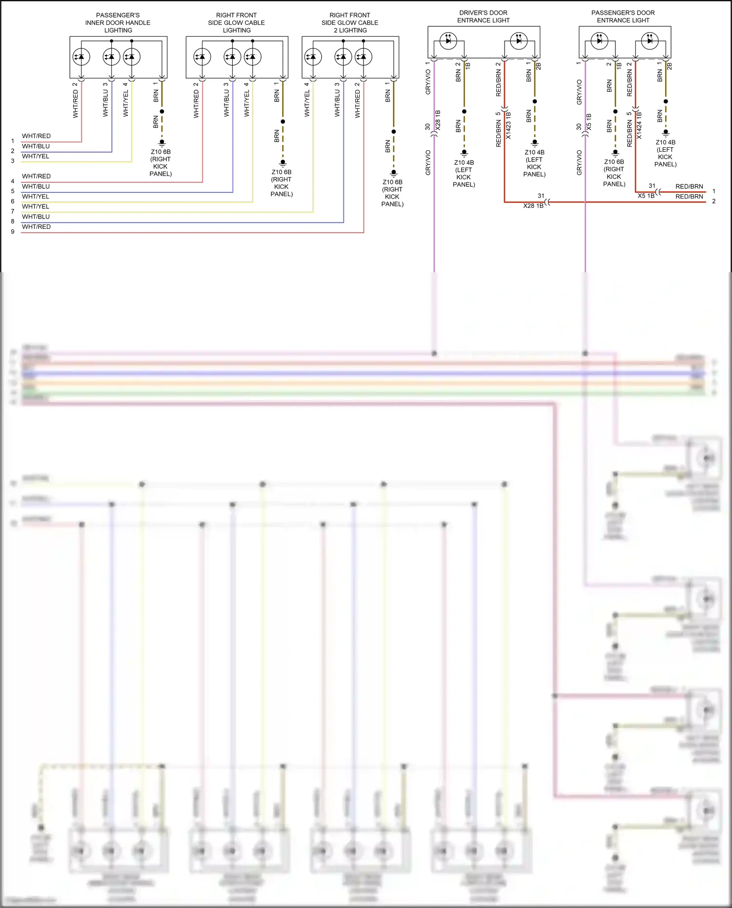 MINI Cooper III (2013-2018) passenger's inner door handle lighting wiring diagram  (1 of 2)