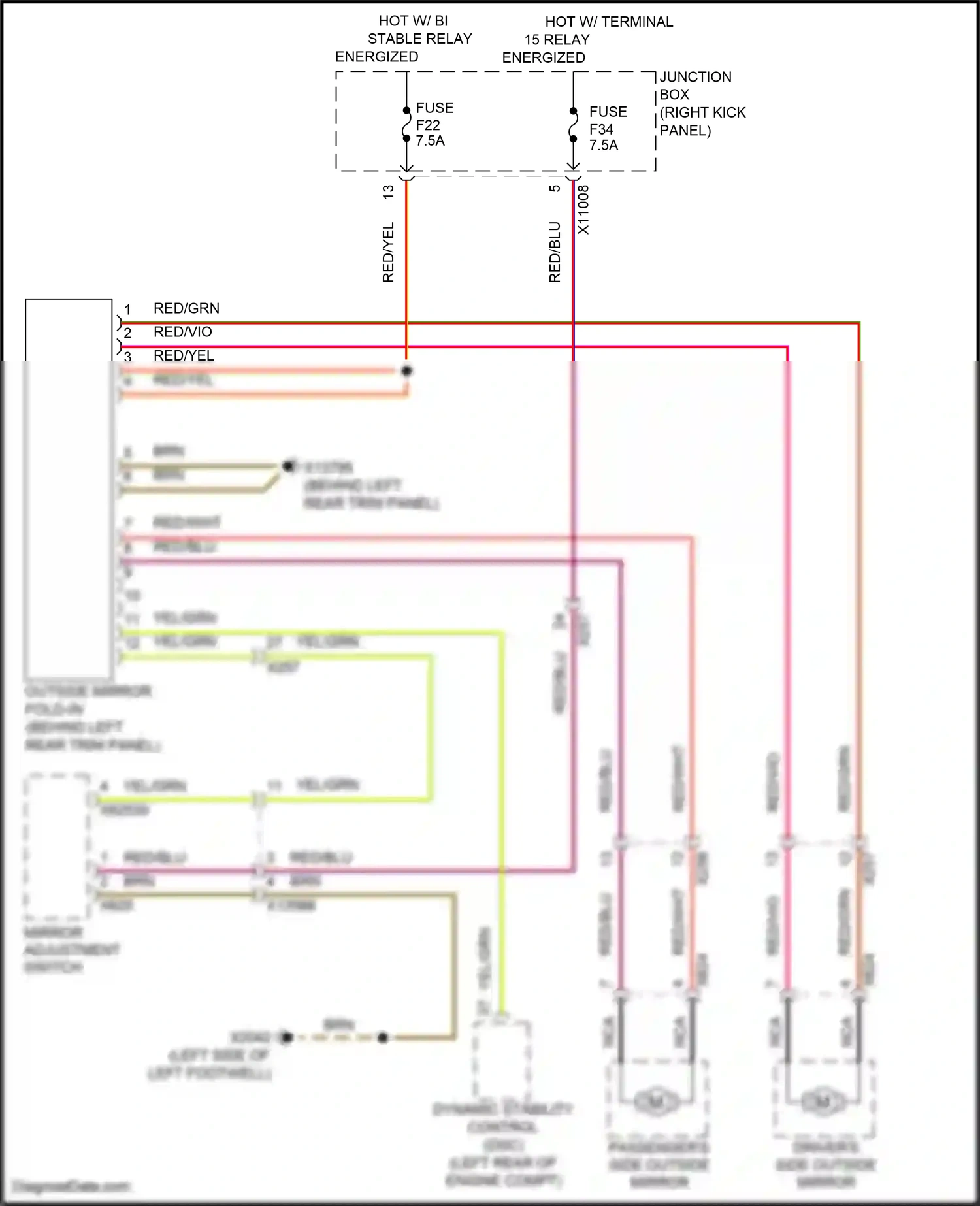 MINI Cooper III (2013-2018) passenger's side outside mirror wiring diagram  (7 of 16)