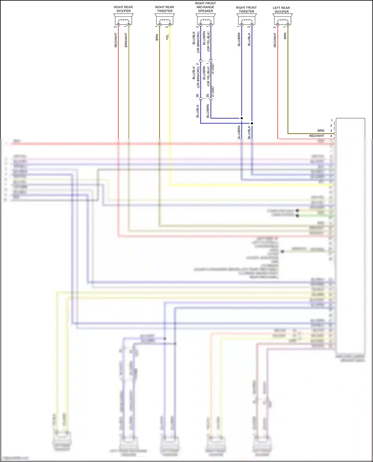 MINI Cooper III (2013-2018) right rear woofer wiring diagram  (4 of 12)