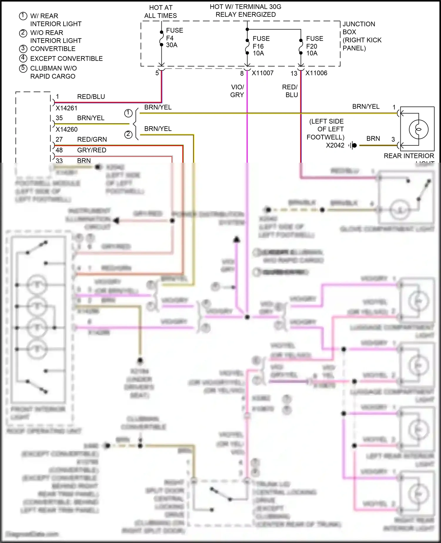 MINI Cooper III (2013-2018) right split door central locking drive wiring diagram  (4 of 13)