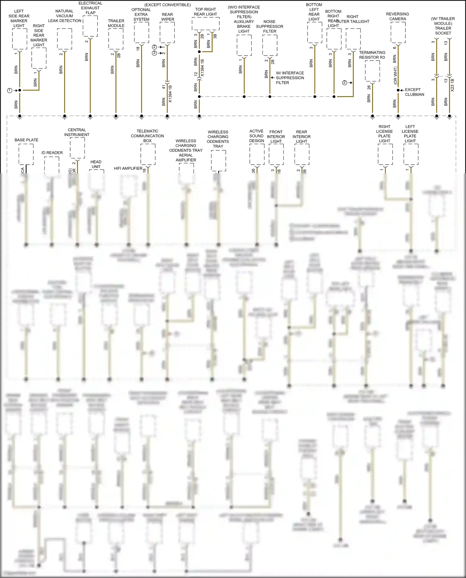 MINI John Cooper Works Clubman II (2015-2019) tailgate function module wiring diagram  (1 of 4)