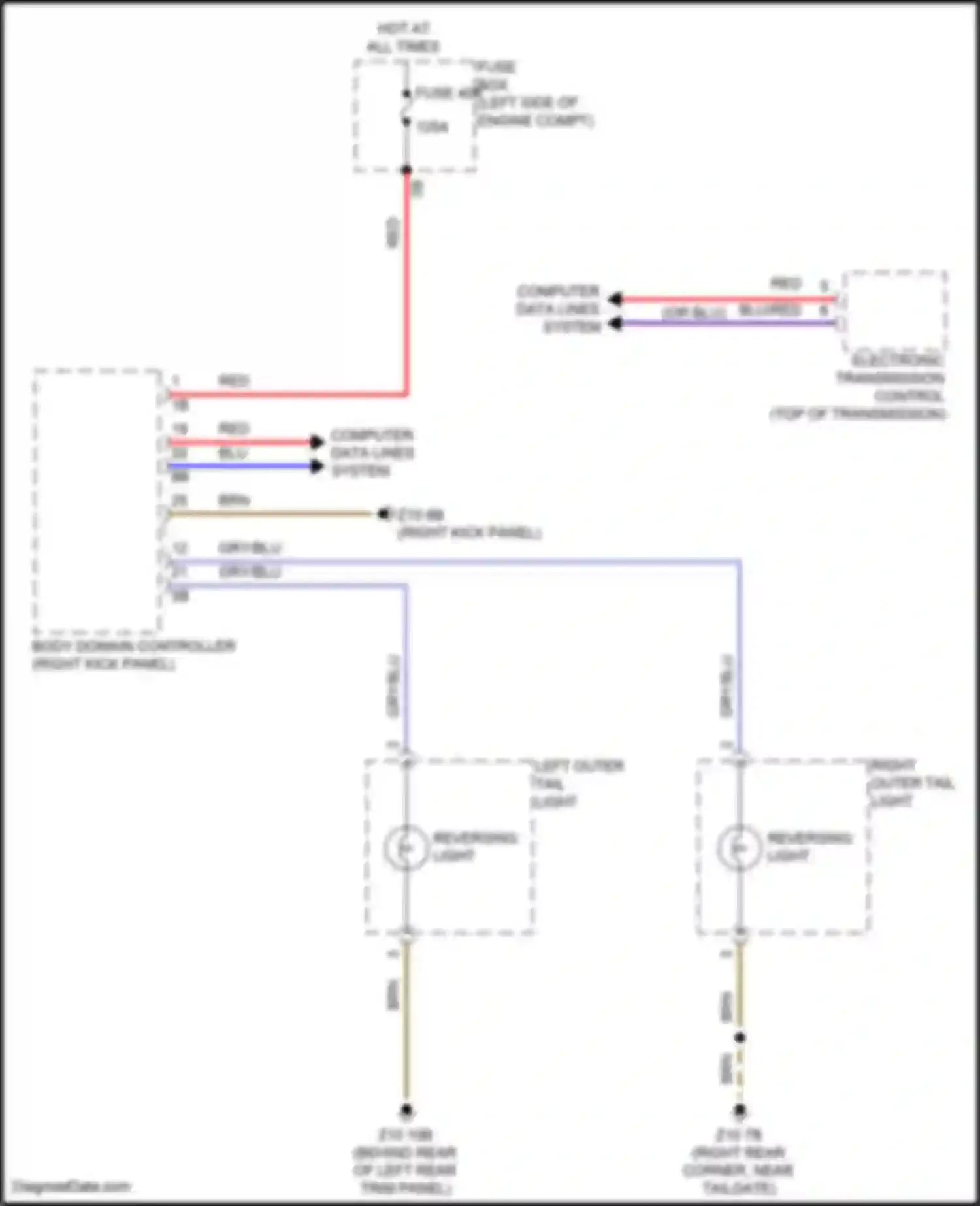 Wiring diagram reversing light for MINI John Cooper Works Countryman III (2023-2024) (1 of 2)