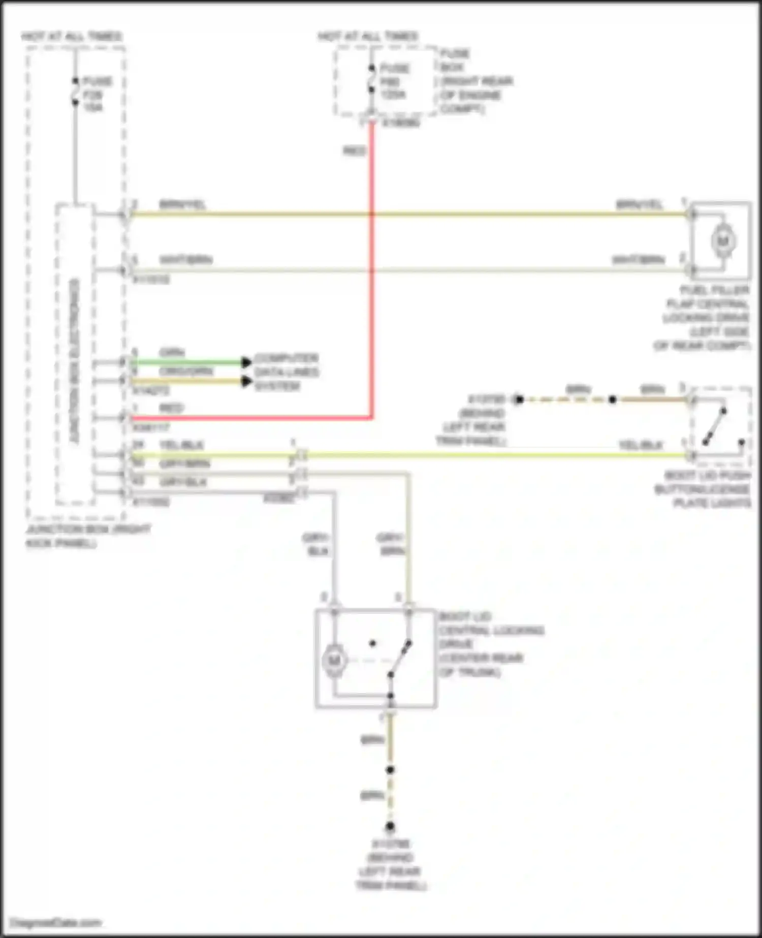 Wiring diagram fuel filler flap central locking drive for MINI John Cooper Works II facelift (2010-2013) (5 of 6)