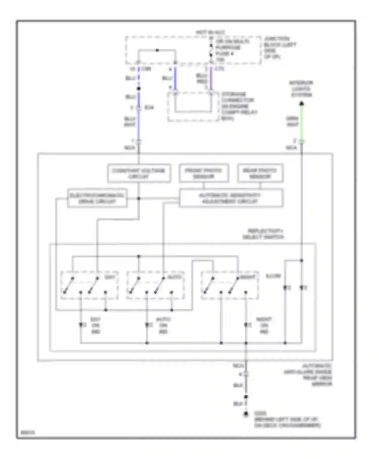 Diamante Mitsubishi I (1989-1997): Photochromic mirror circuit