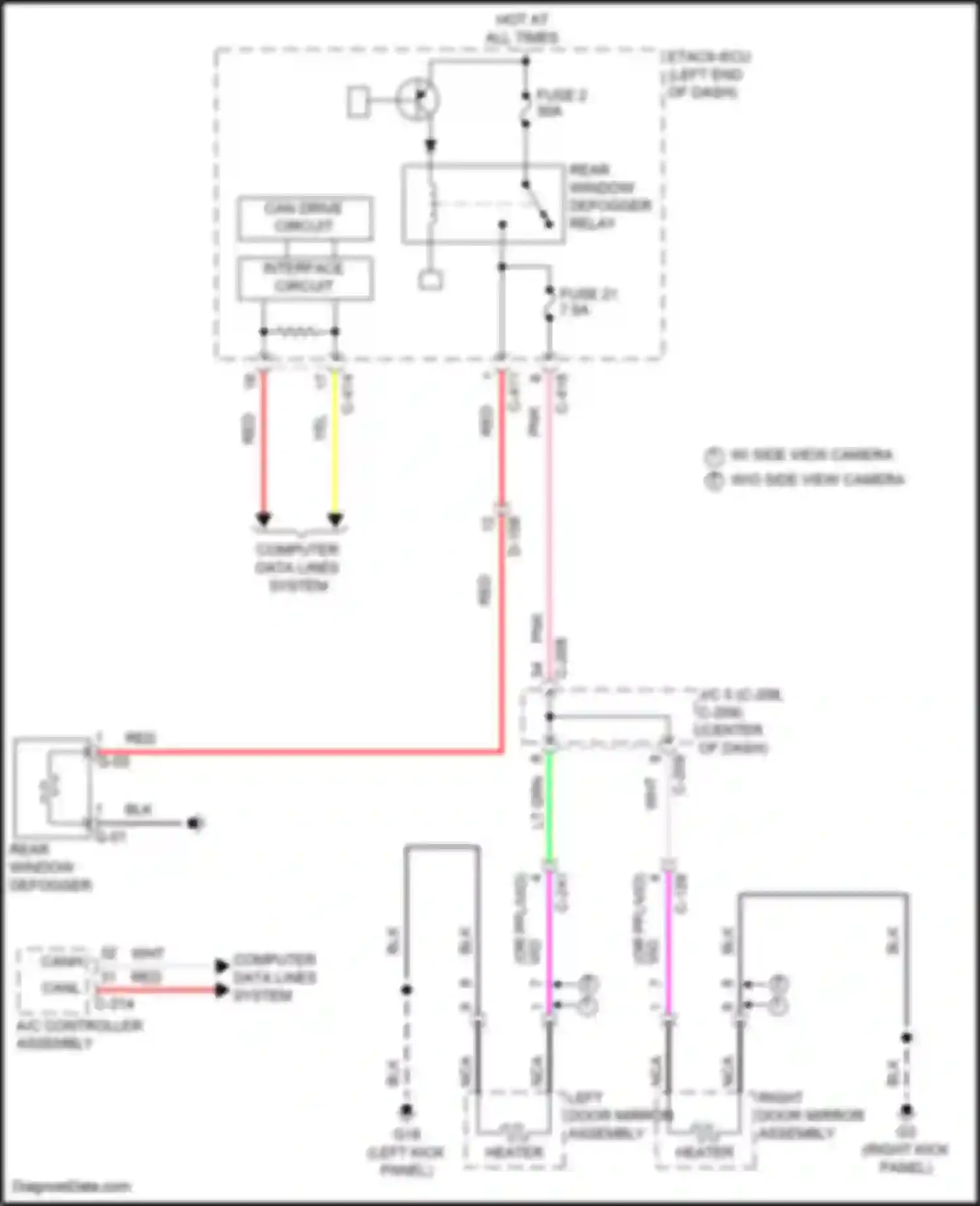 Wiring diagram left door mirror assembly for Mitsubishi Eclipse Cross I facelift (2020-2024) (2 of 7)