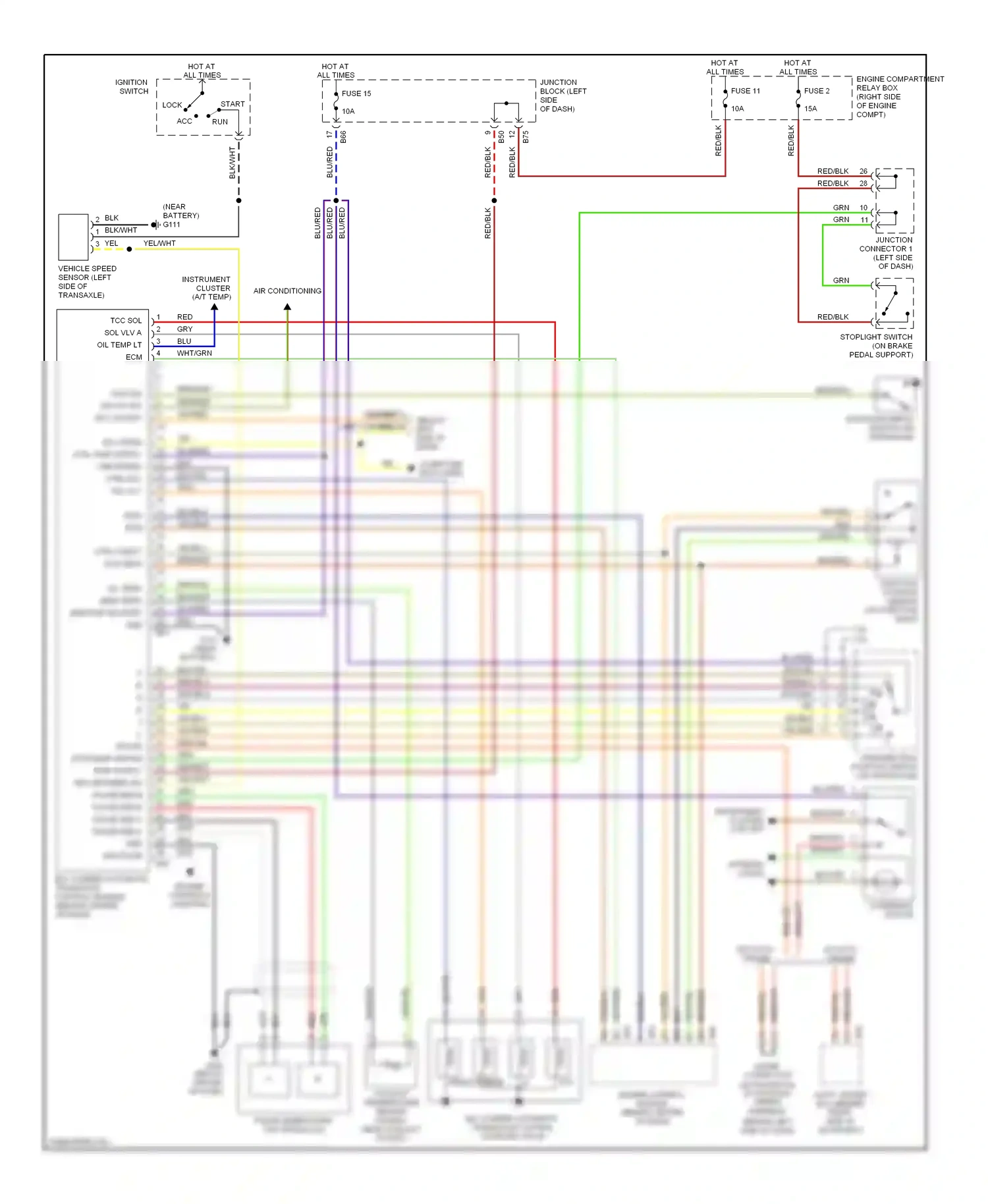 Mitsubishi Eclipse II (1994-1999) elc 4-speed automatic transaxle control module (behind center of dash) wiring diagram  (1 of 4)