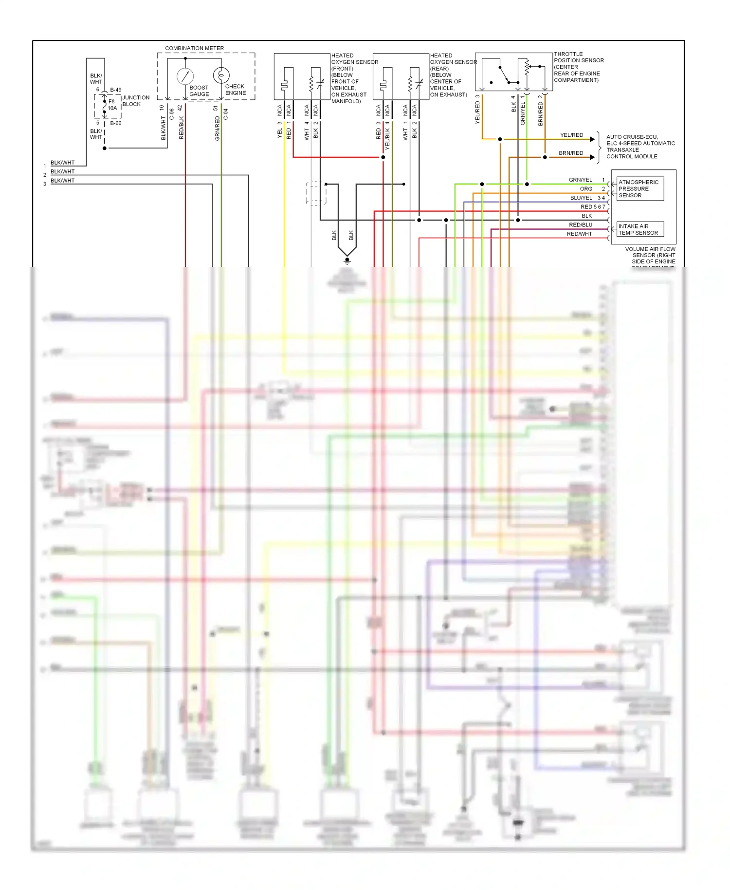 Mitsubishi Eclipse II (1994-1999) engine control module (behind front of console) wiring diagram  (2 of 4)
