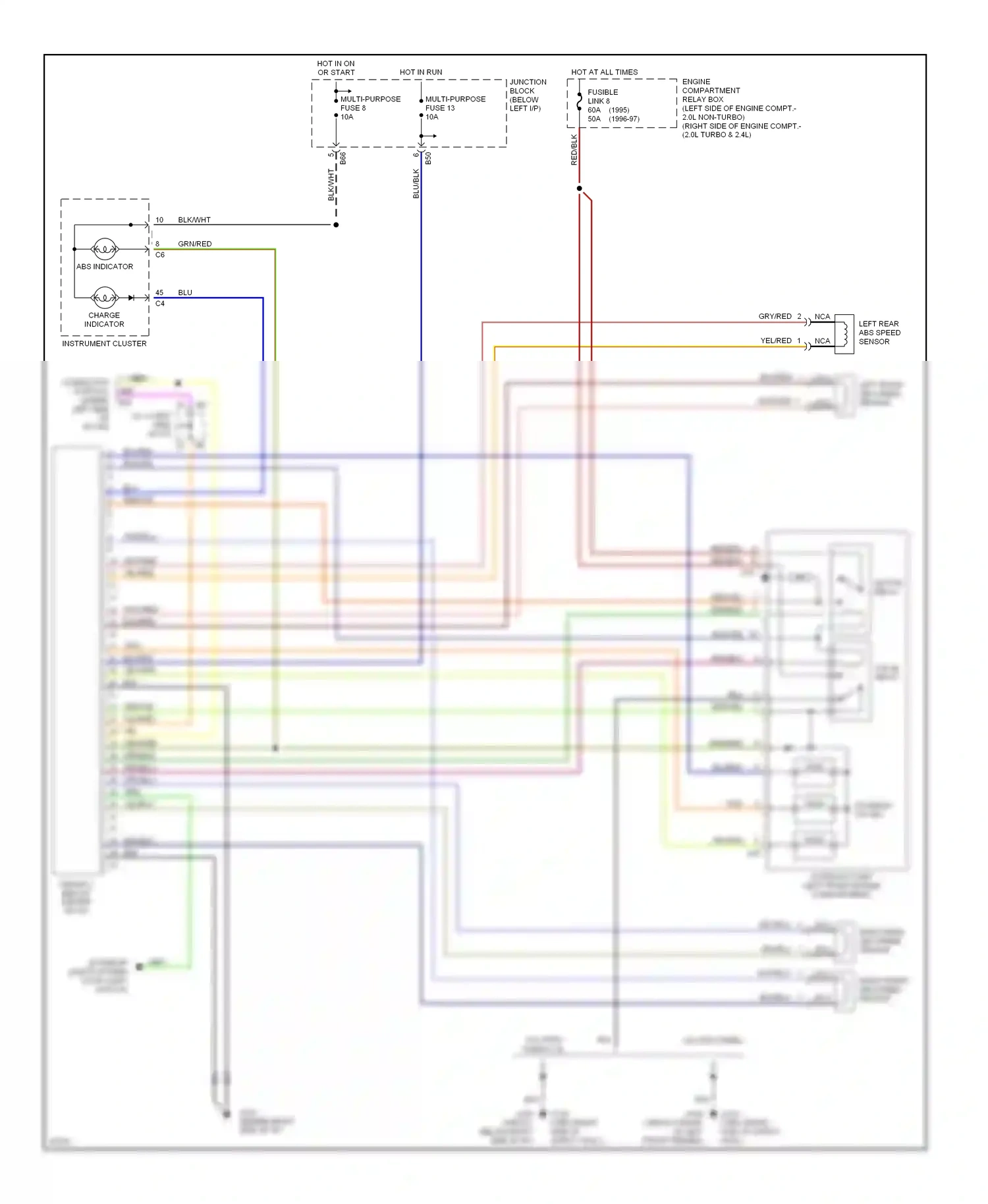 Mitsubishi Eclipse II (1994-1999) hydraulic unit (left front engine compartment) wiring diagram  (1 of 4)